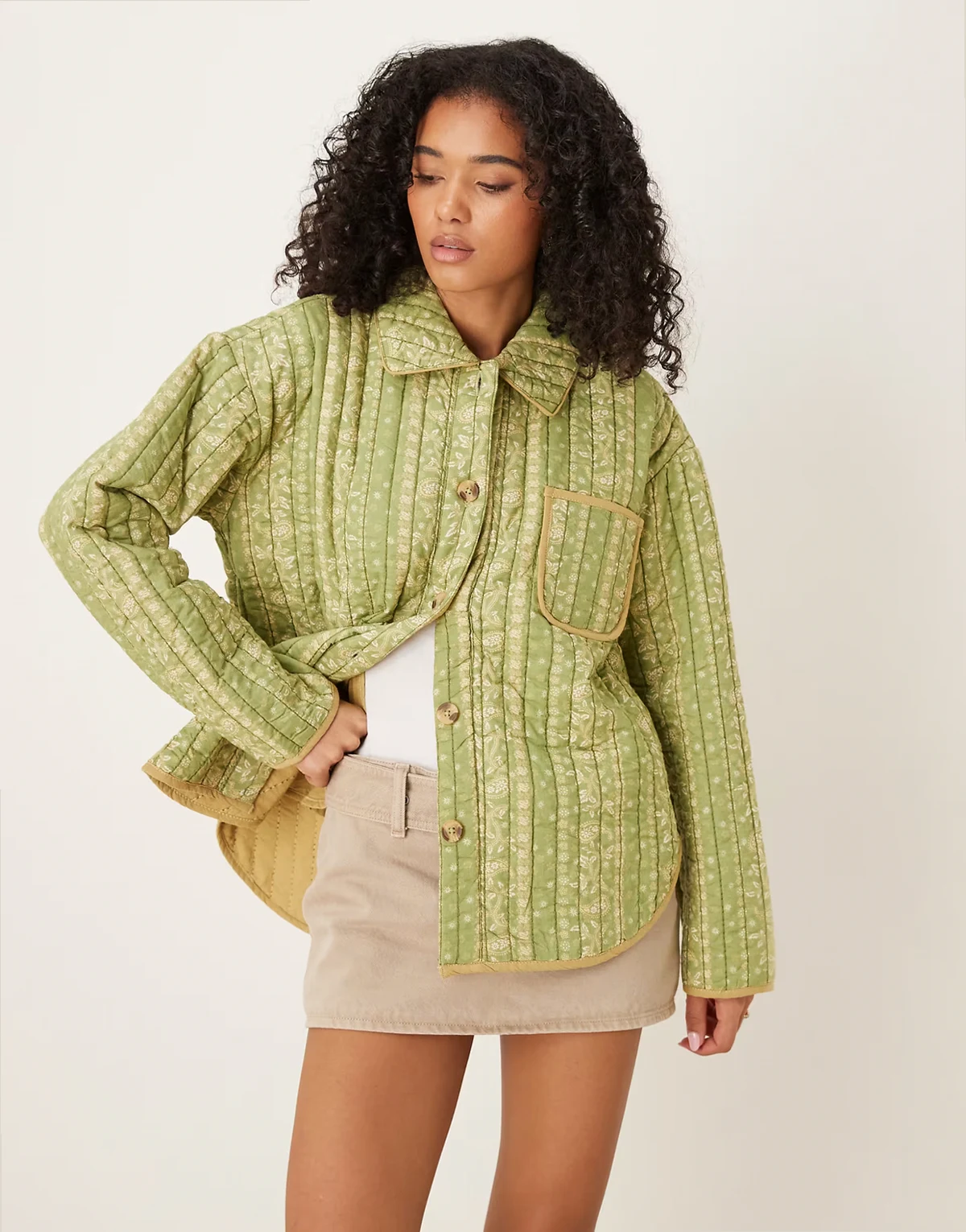 Alexie quilted jacket in olive