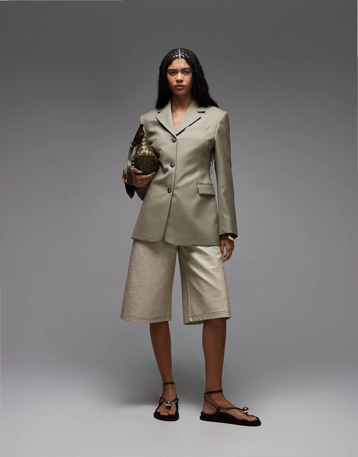 – Oversize-Blazer mit hohem Wollanteil in Beige