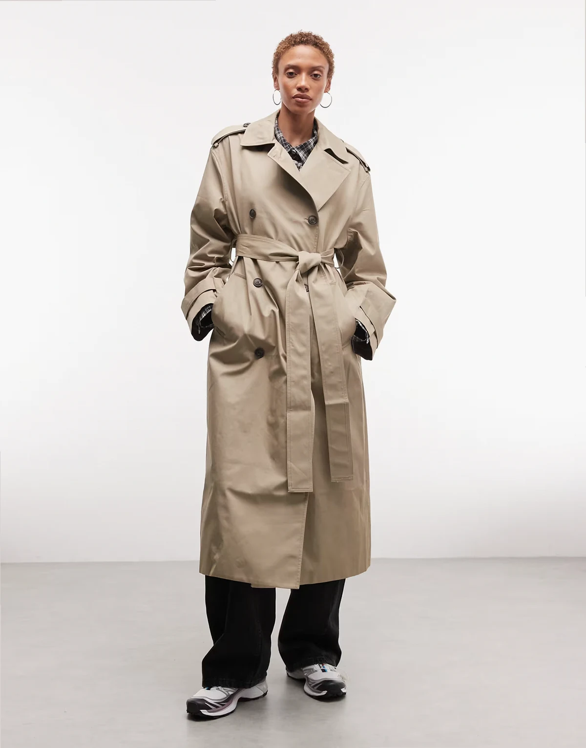 oversized trench coat in beige