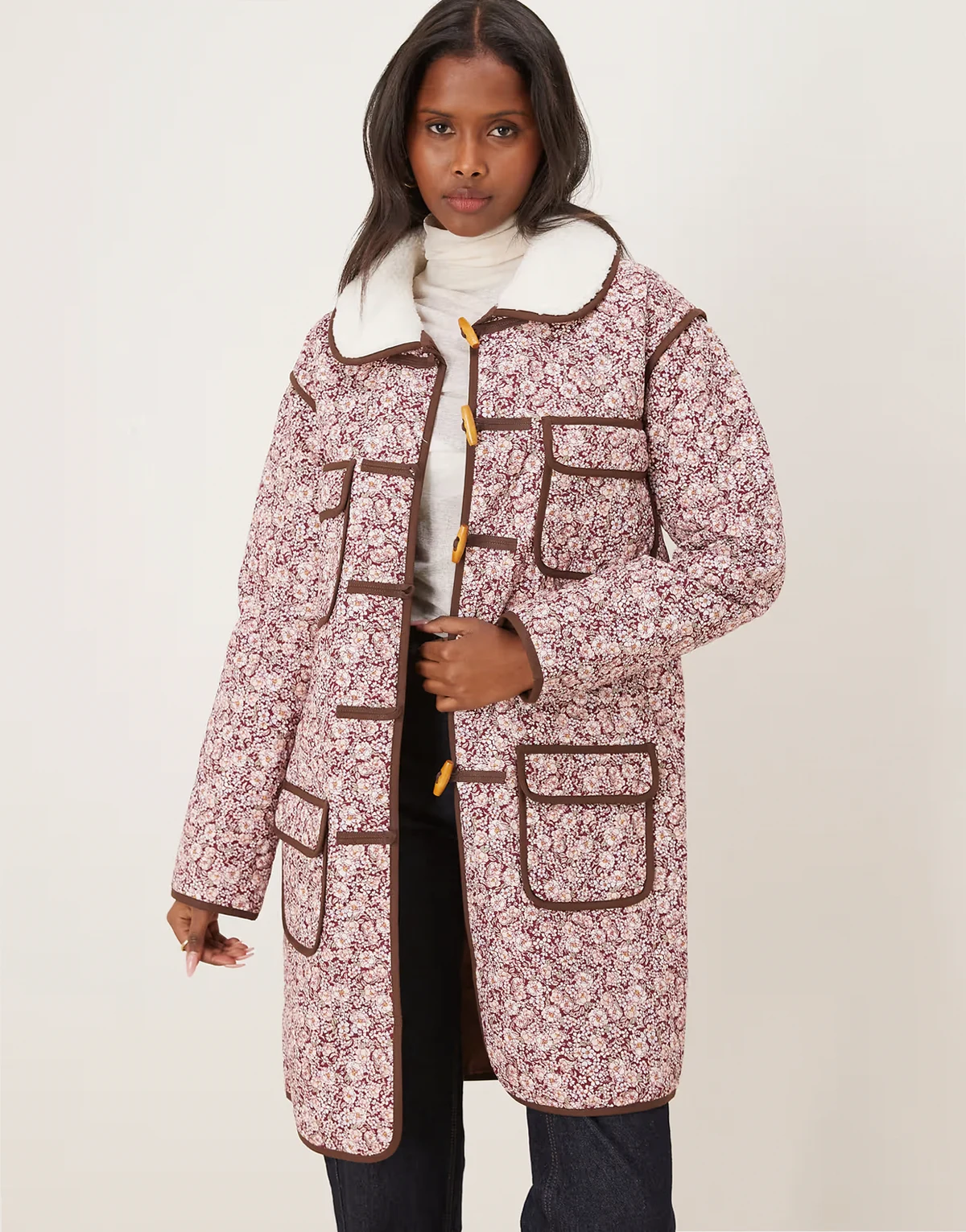 Marlene floral chore coat in black