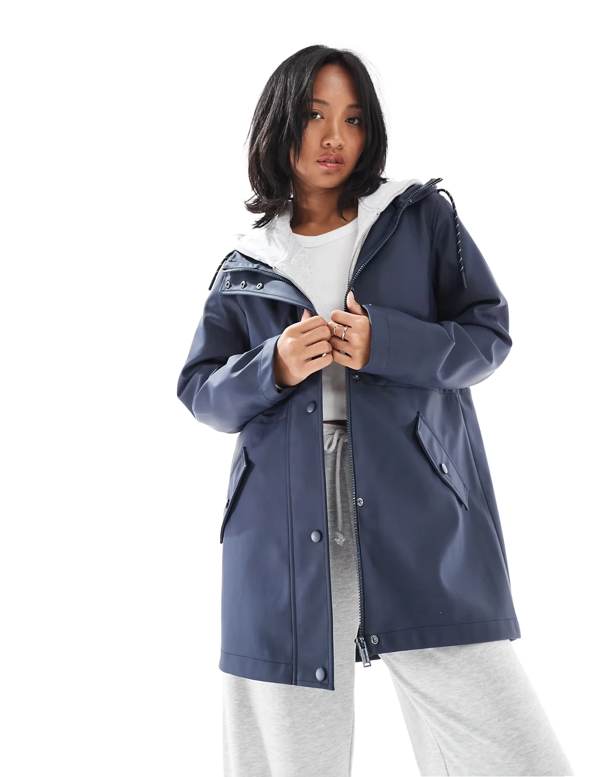 raincoat with hood in navy