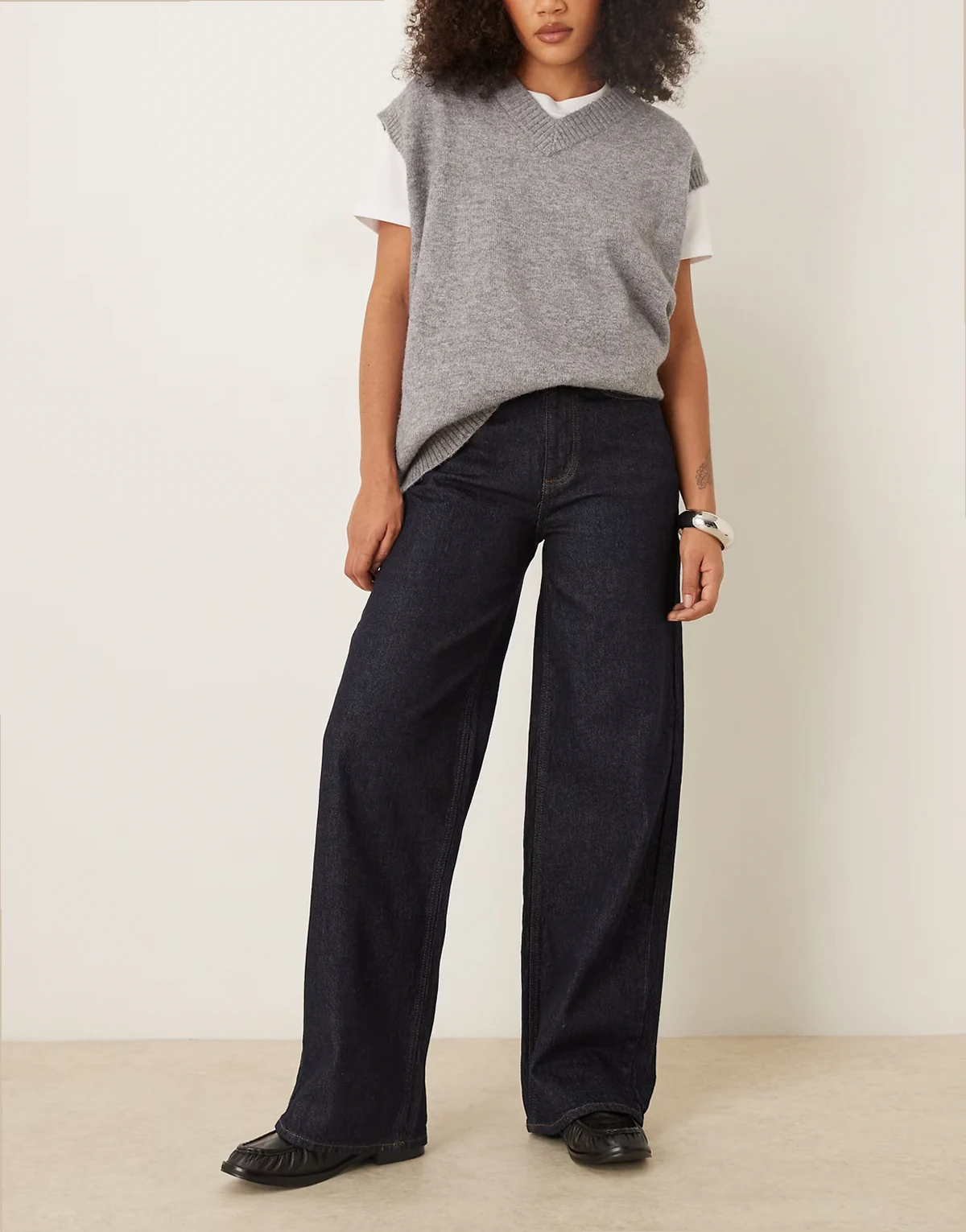 – Freya – Denim-Jeans in Dunkelblau mit hohem Bund und weitem Bein