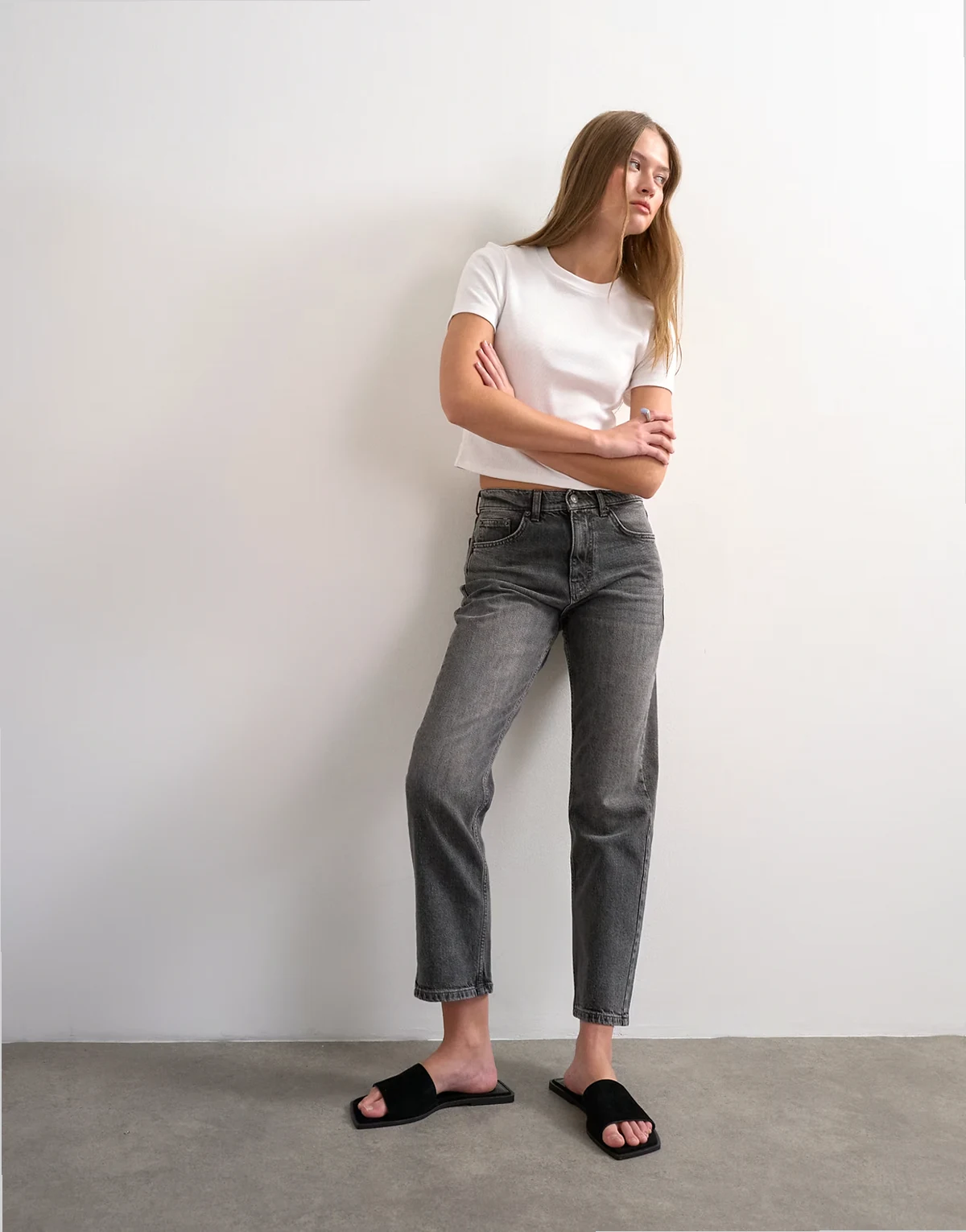 – Orson – Comfort Straight Jeans in schwarzer Waschung mit mittelhohem Bund