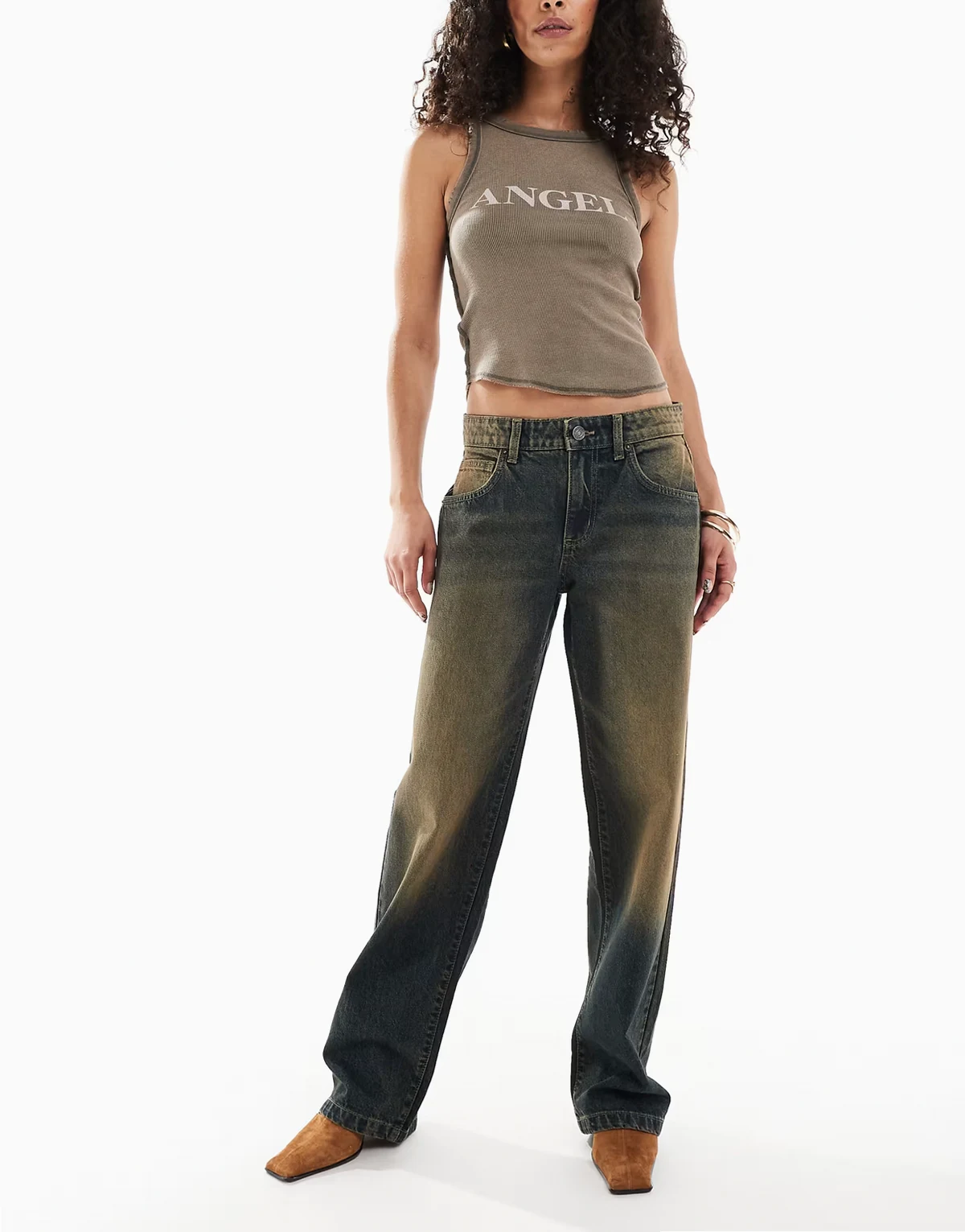 – Straight Jeans in Honigblau mit niedrigem Bund