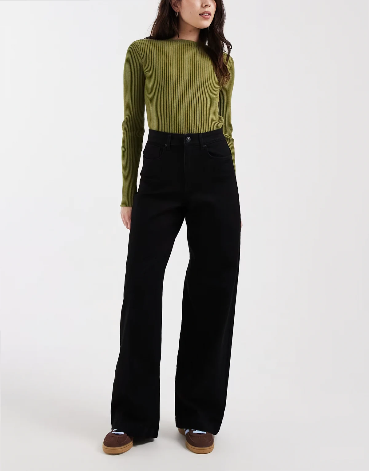 – Madison – Jeans in Schwarz mit hohem Bund und weitem Bein