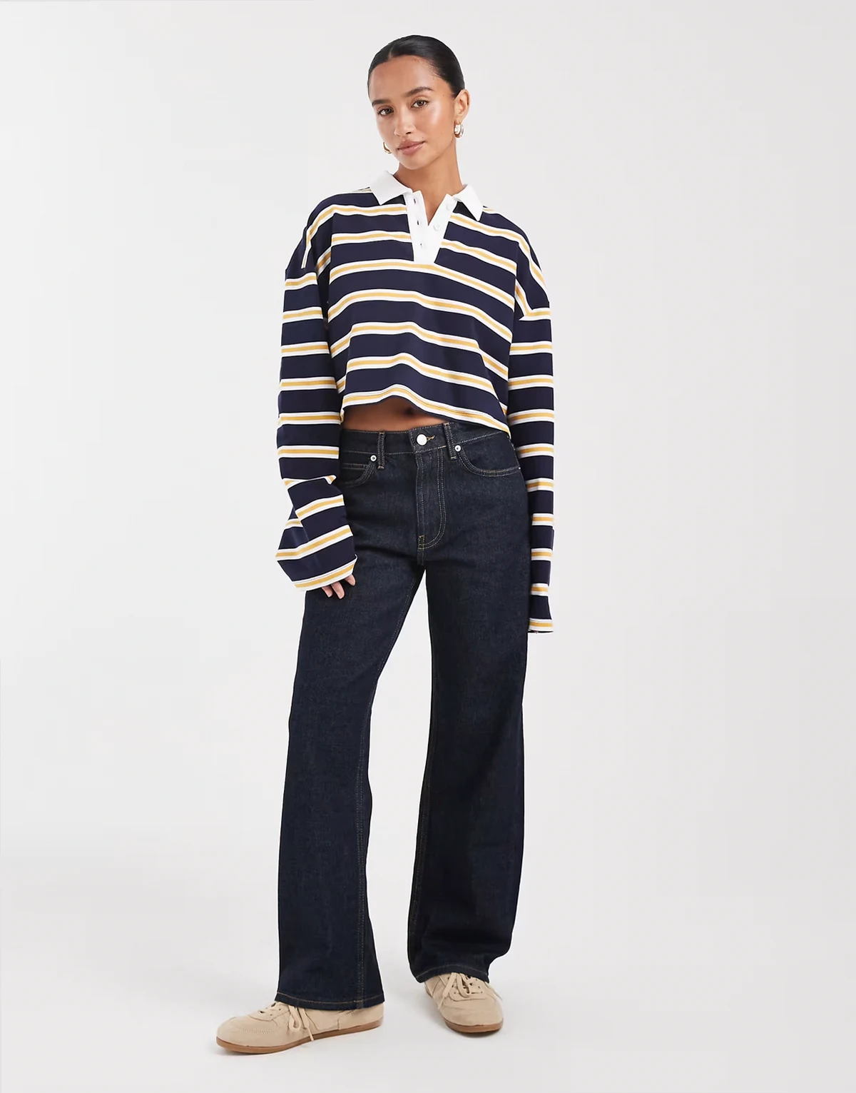 ASOS DESIGN Petite – Granatowe elastyczne jeansy z prostymi nogawkami