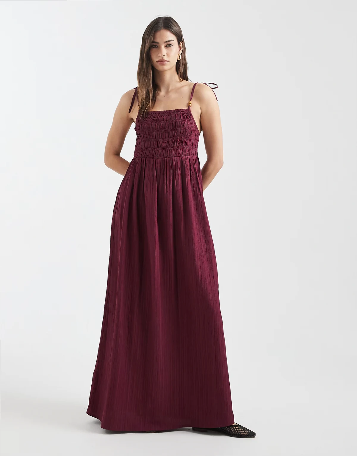 beach maxi dress in burgundy