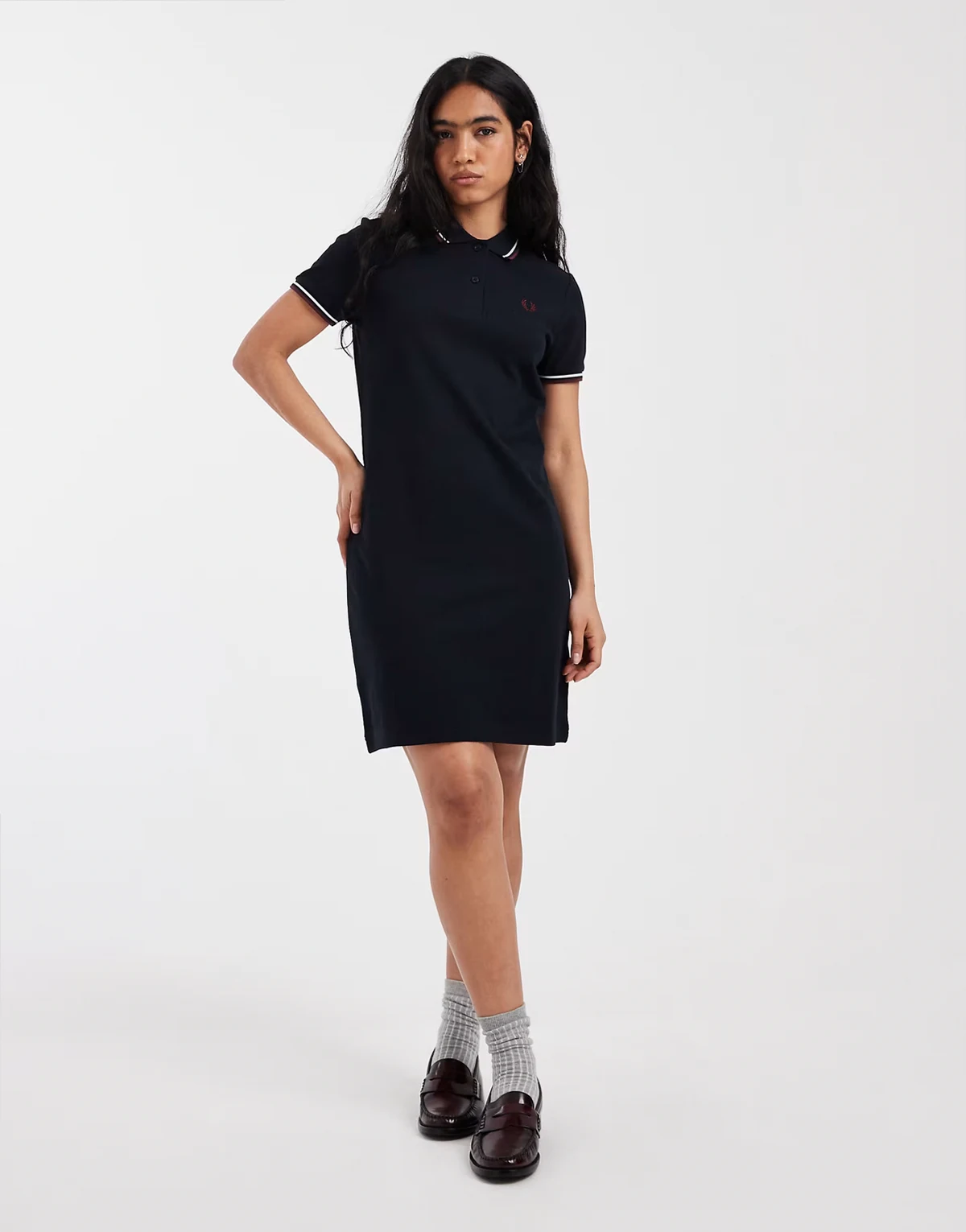 twin tipped logo polo shirt mini dress in navy