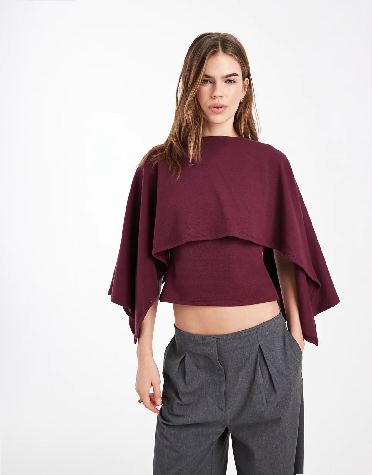 super soft high low cape top in fig