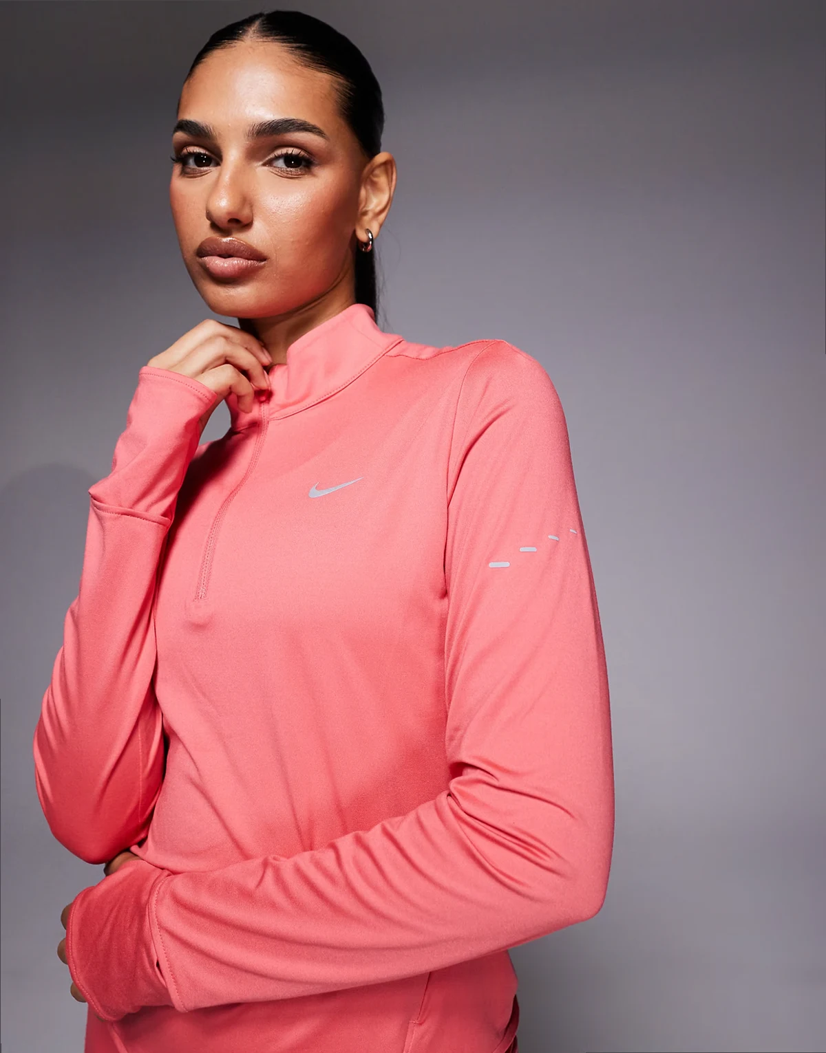 Nike Swift running quarter zip top in pink