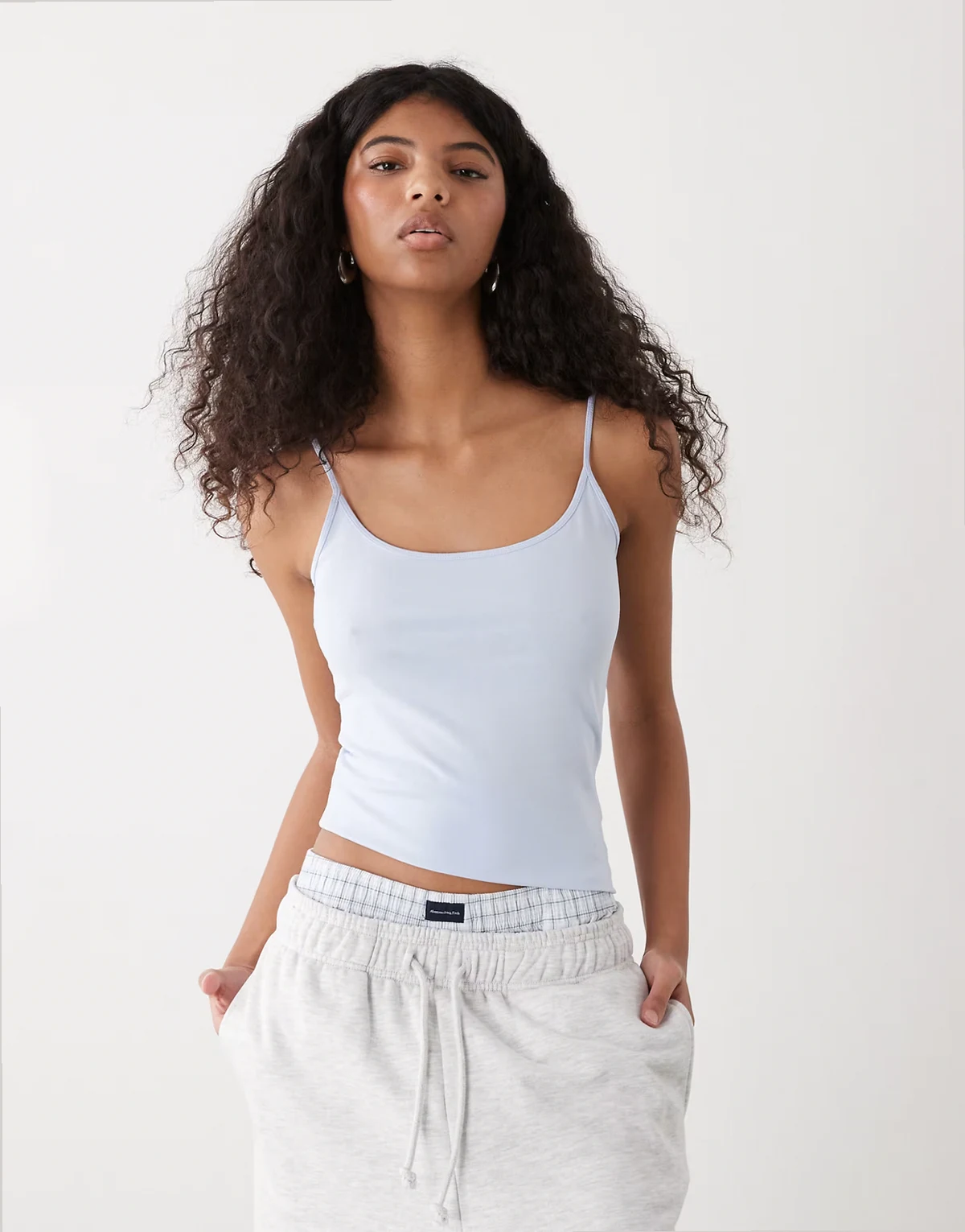 strappy tank top in light blue
