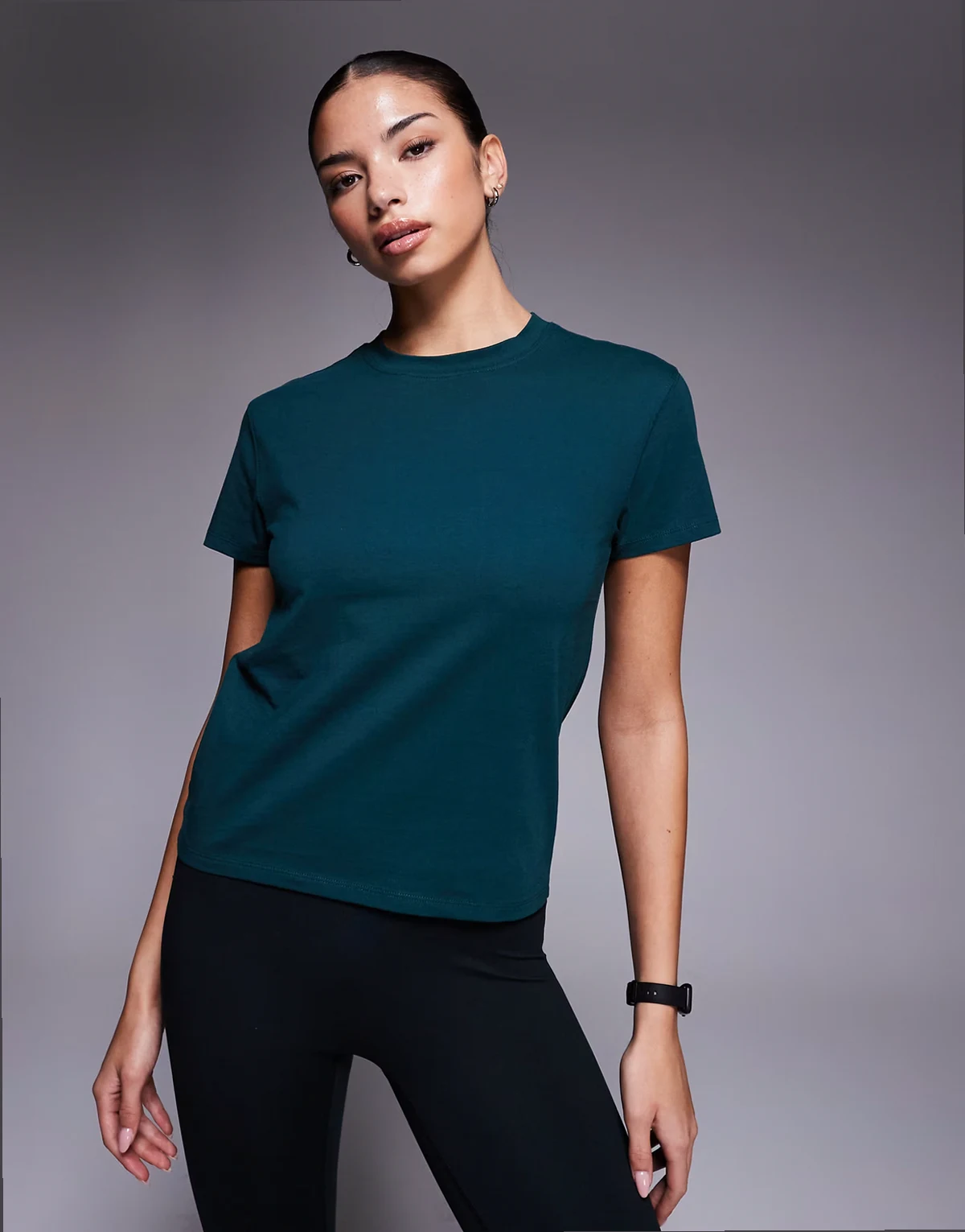 Icon cotton boxy t-shirt with quick dry finish in evergreen