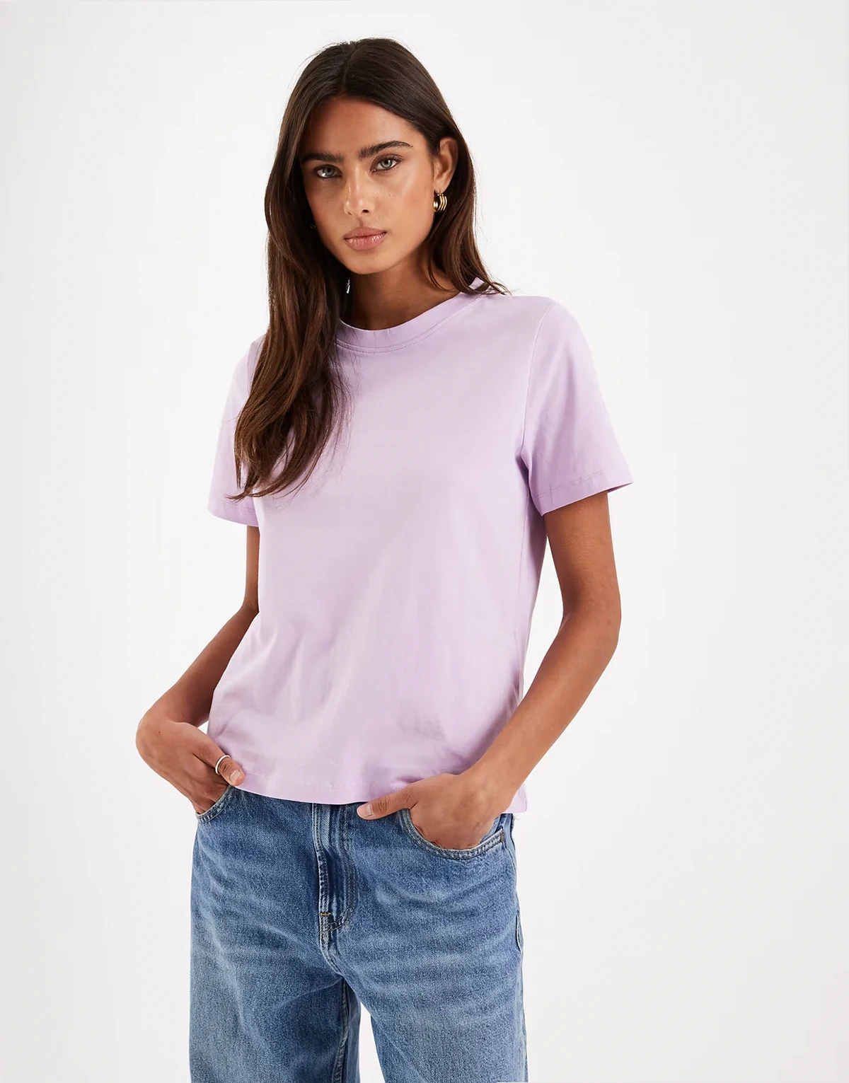 – T-Shirt in Orchidee-Flieder