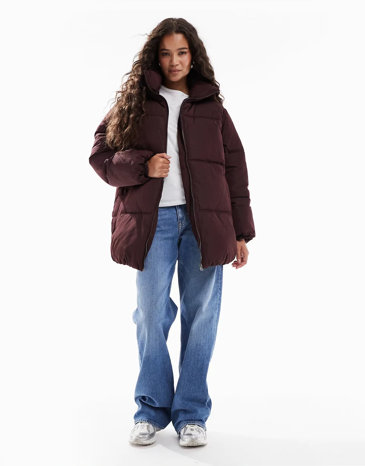 – Mittellange Pufferjacke in Pflaumenlila