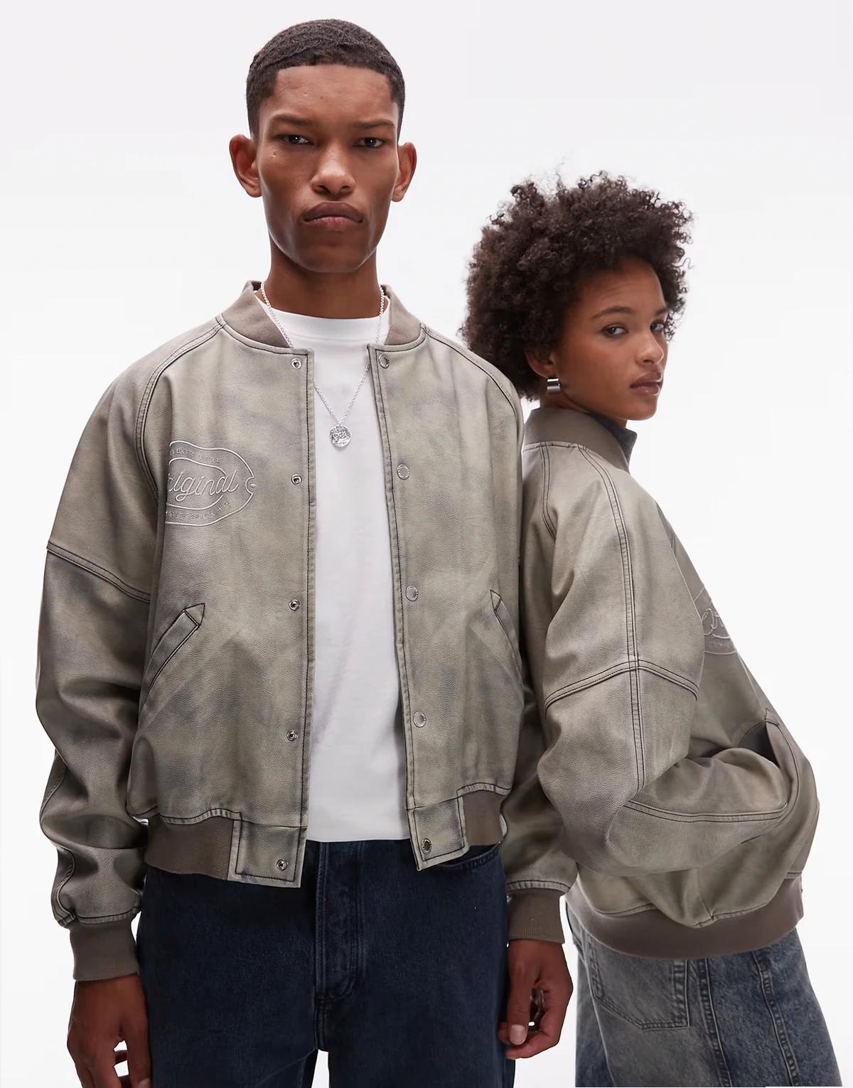 Unisex – College-Bomberjacke in verwaschener Optik