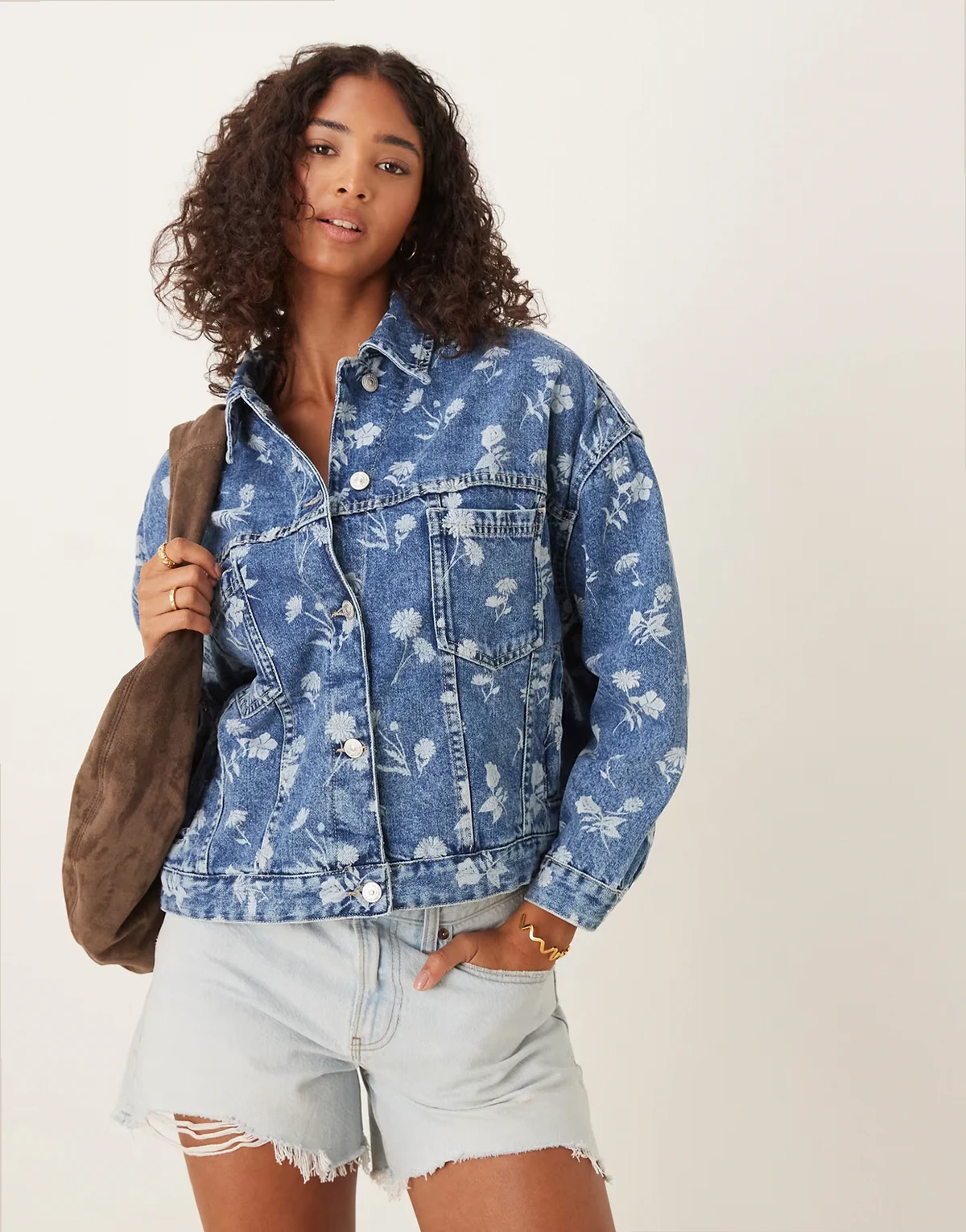 Opal Swim denim jacket in mid wash blue