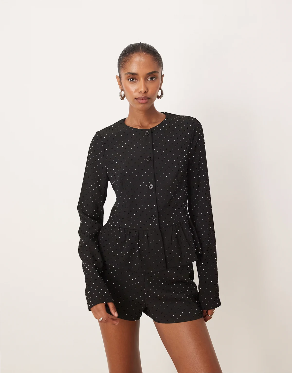 kireya tailored jacket in black diamante - part of a set