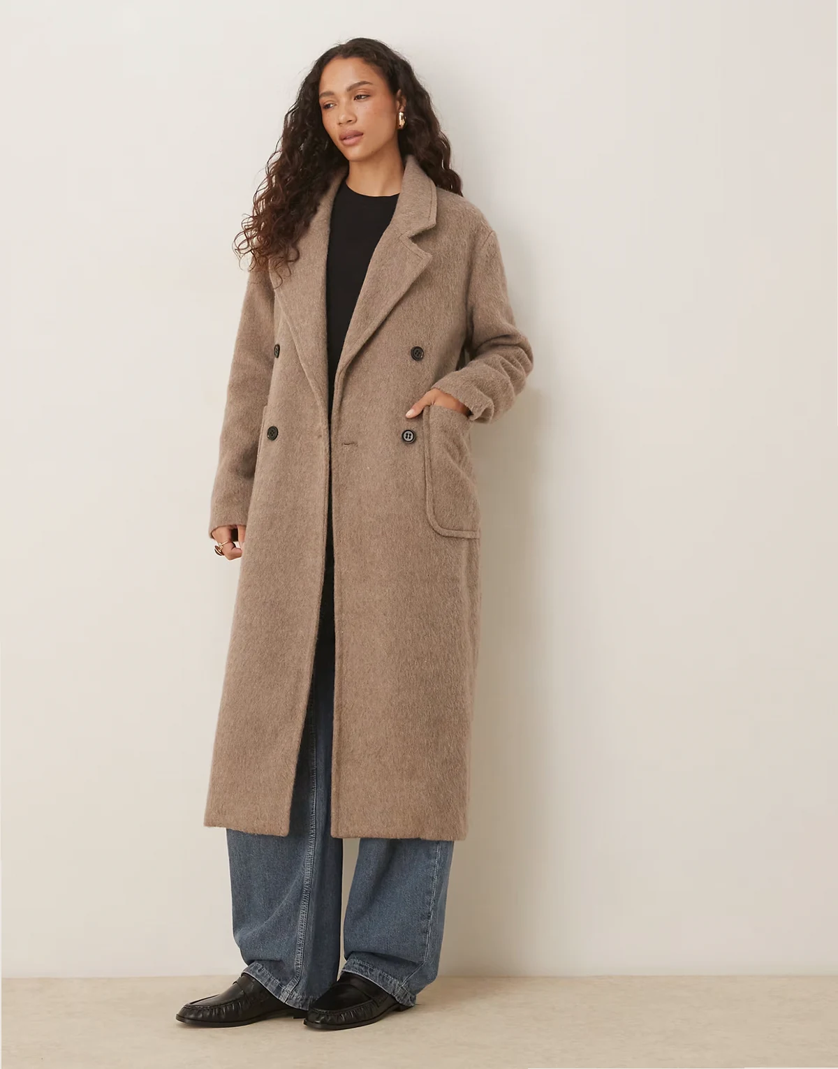 oversized tailored coat in mushroom