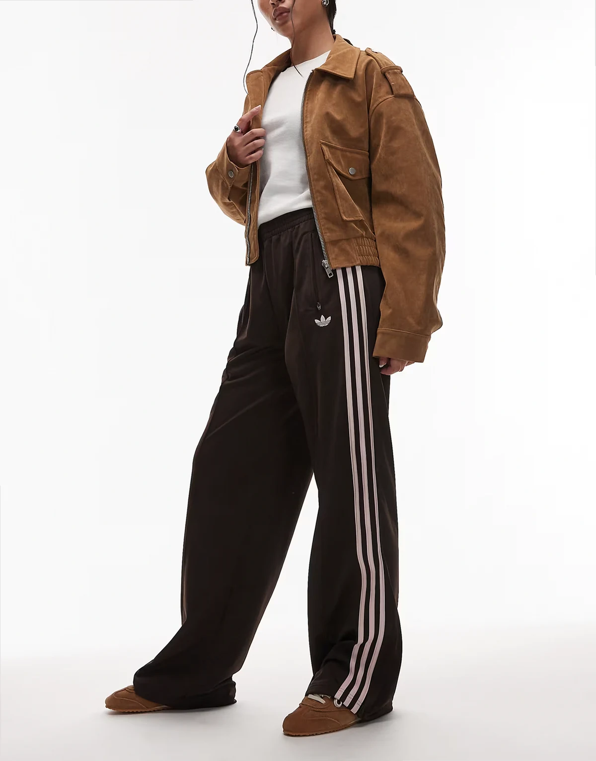 Firebird track pants in brown and pink