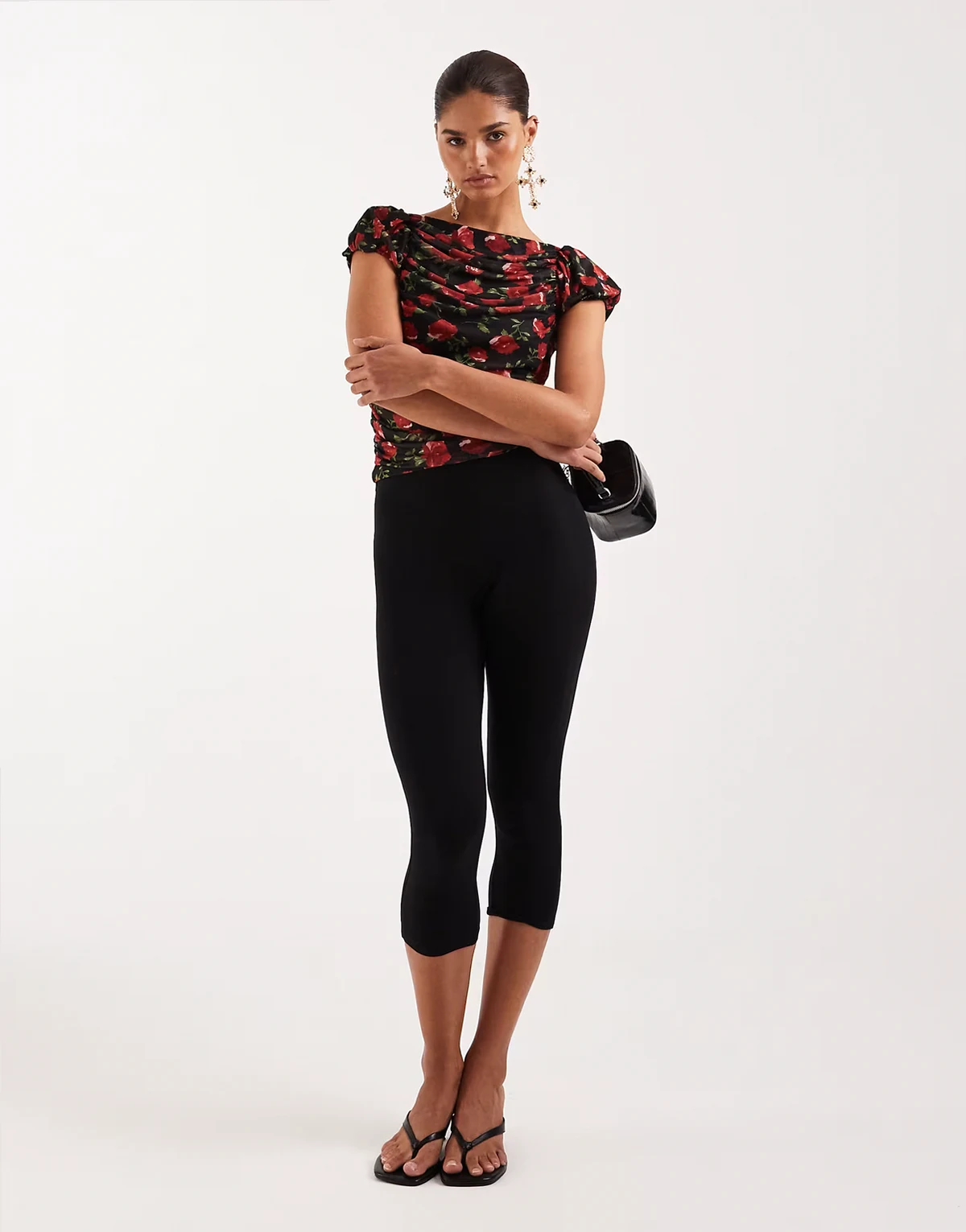 – Capri-Leggings aus Jersey in Schwarz