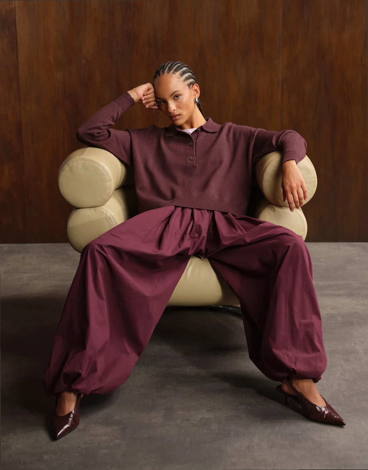 – Ballonhose aus Baumwolle in Pflaume