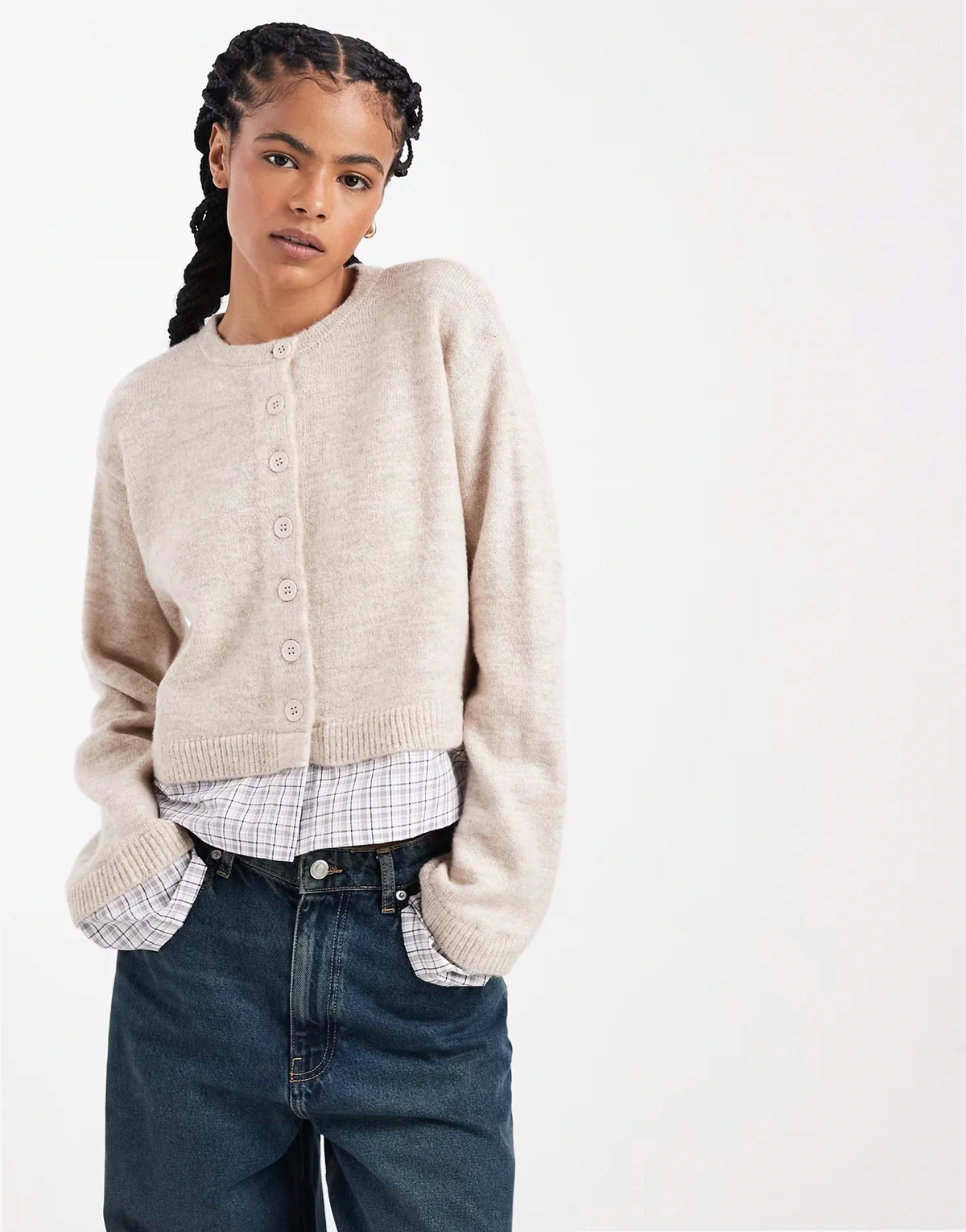 knit cardigan in oatmeal