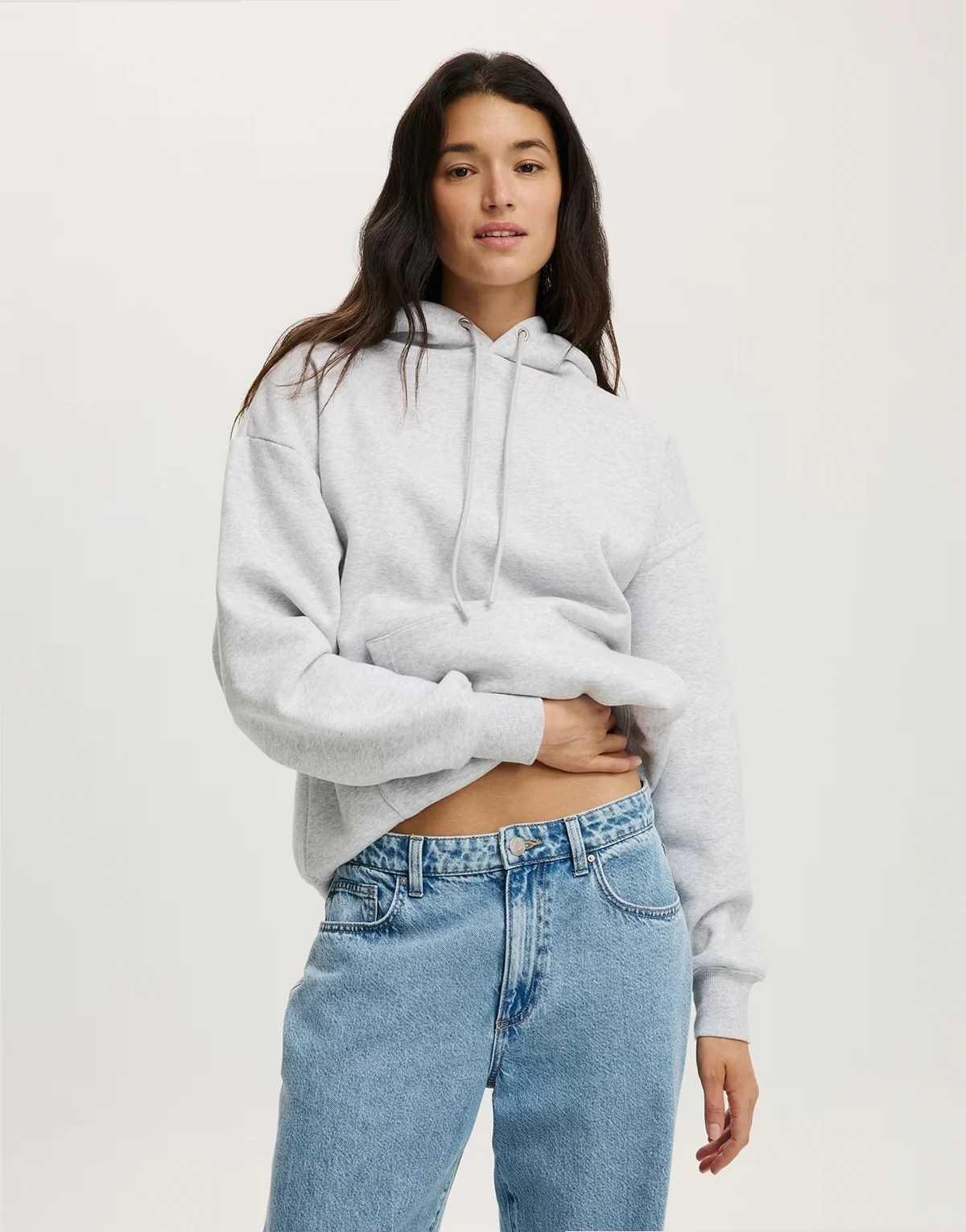 – Premium – Oversize-Kapuzenpullover in Grau