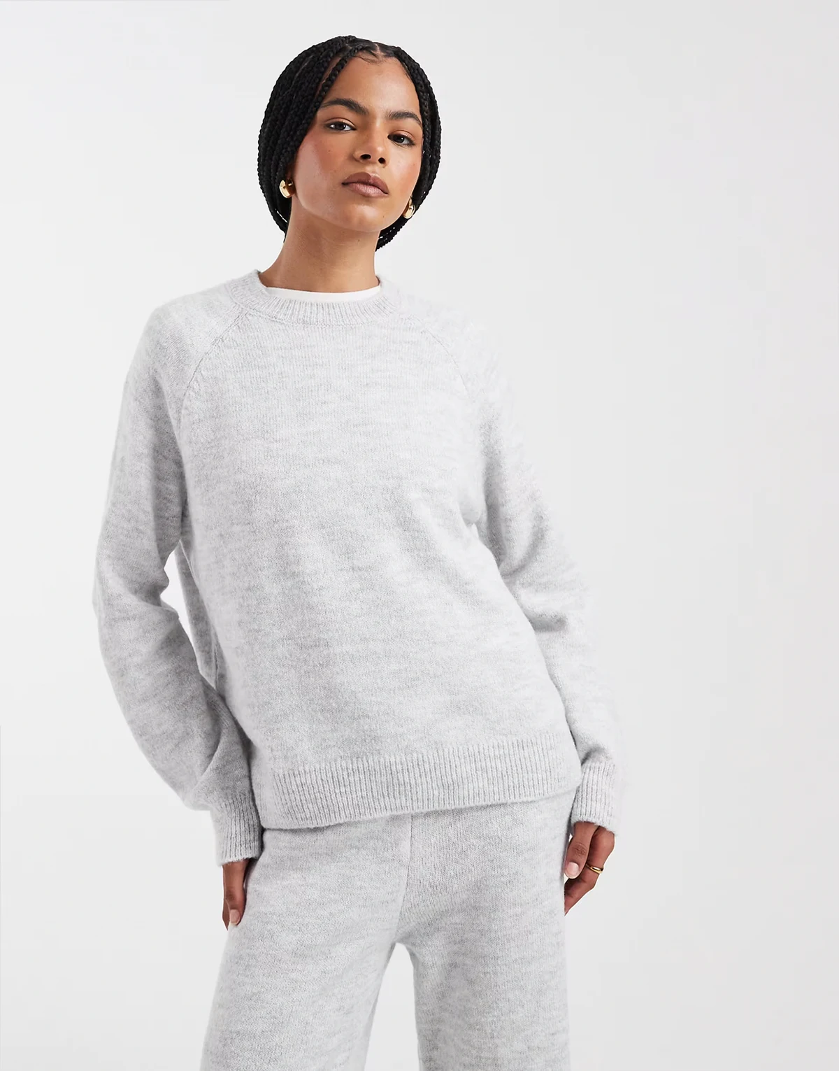 knit raglan sweater in gray - part of a set