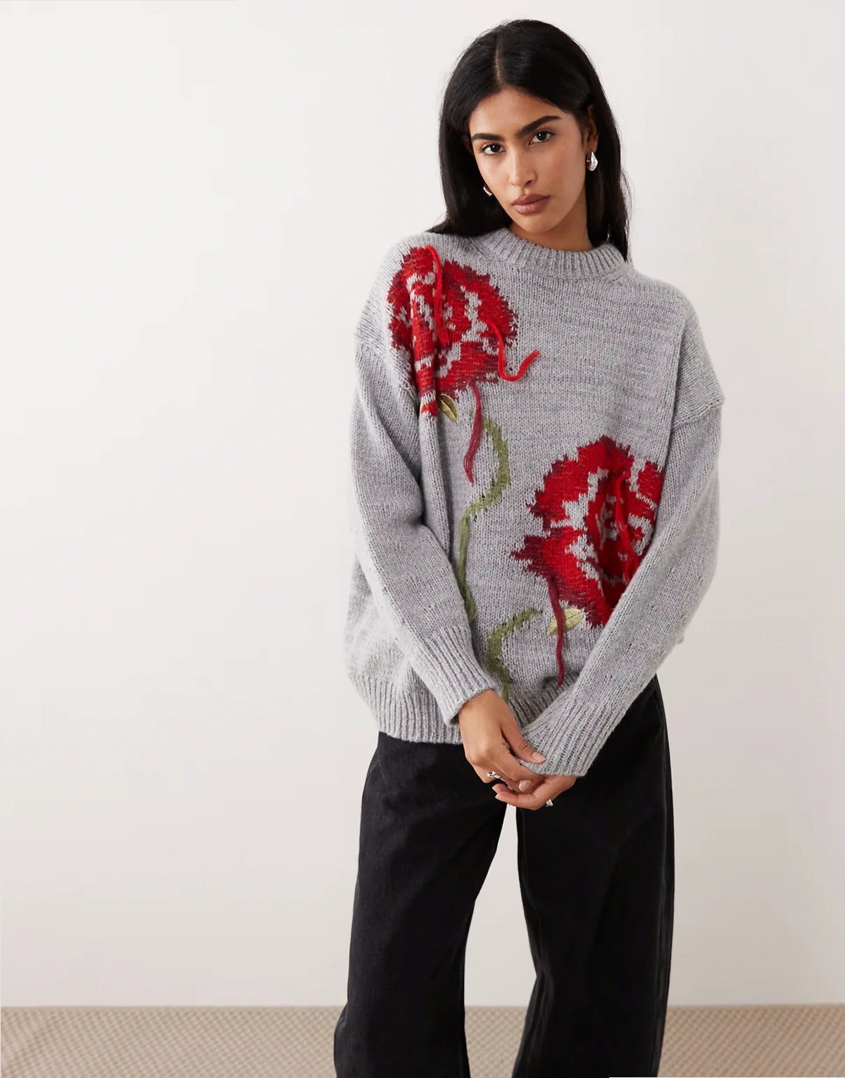 rose oversized sweater in gray