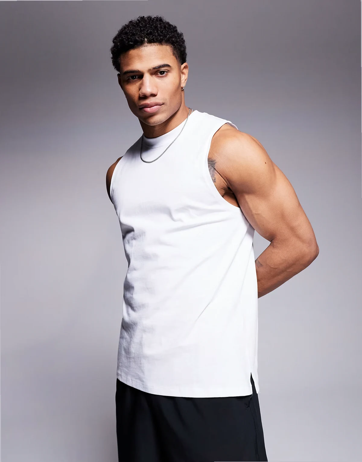 Icon cotton training tank top with quick dry finish in white