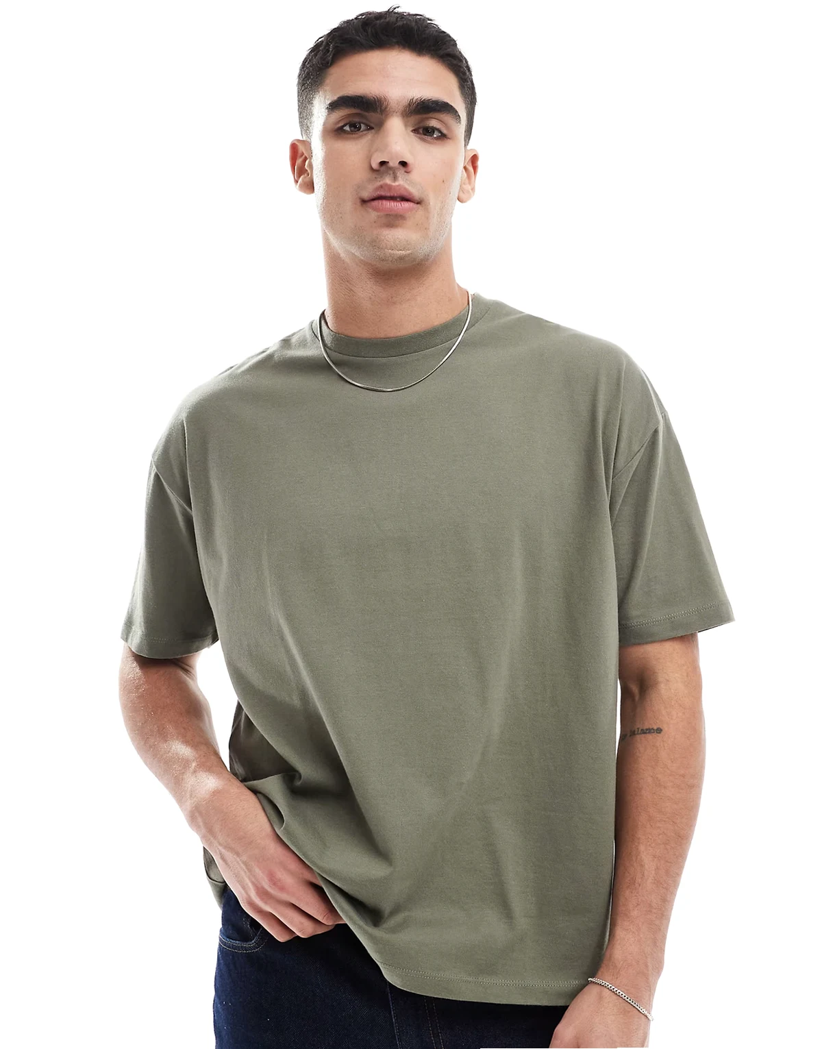 – T-shirt oversize w kolorze khaki