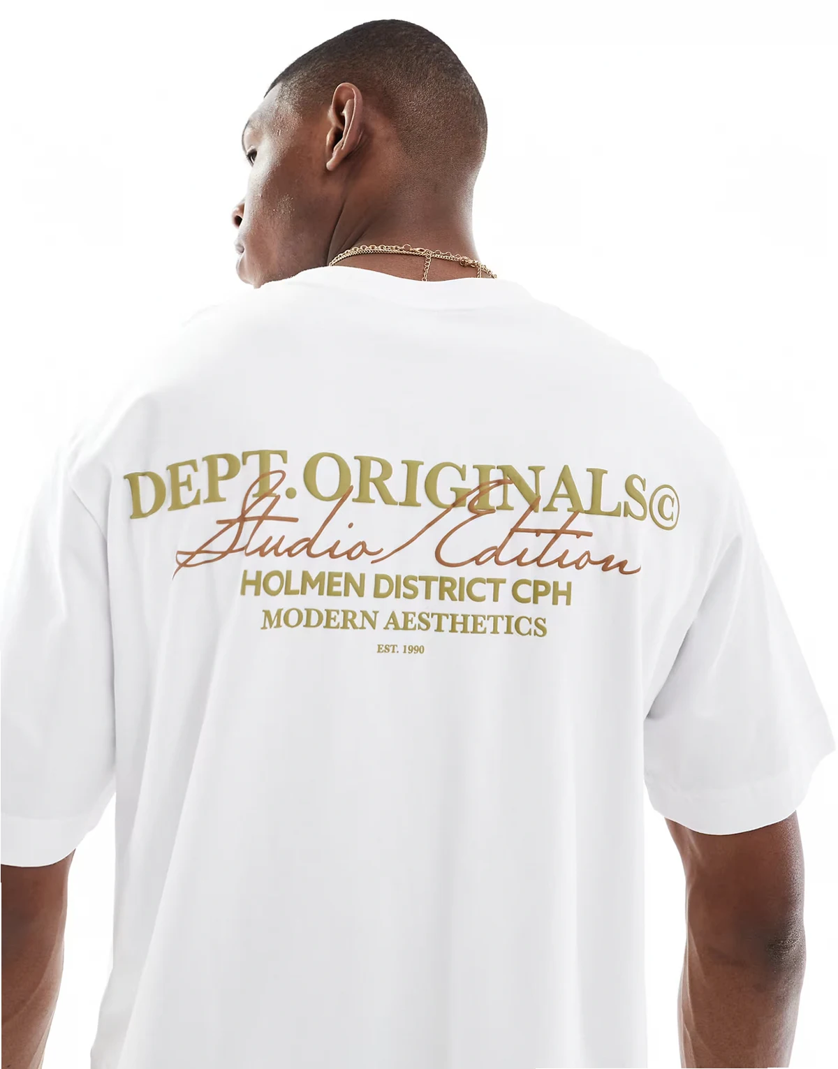 oversized T-shirt with text backprint in white