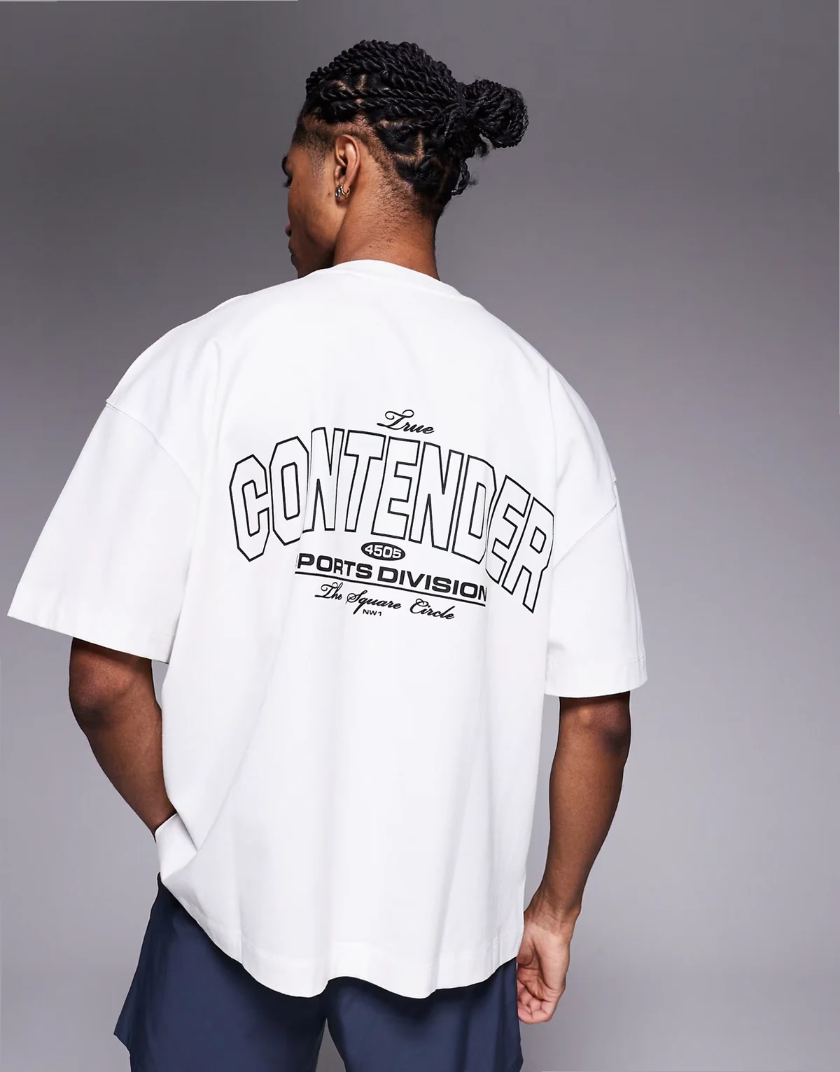 oversized heavyweight back print cotton t-shirt with quick dry finish in vintage white