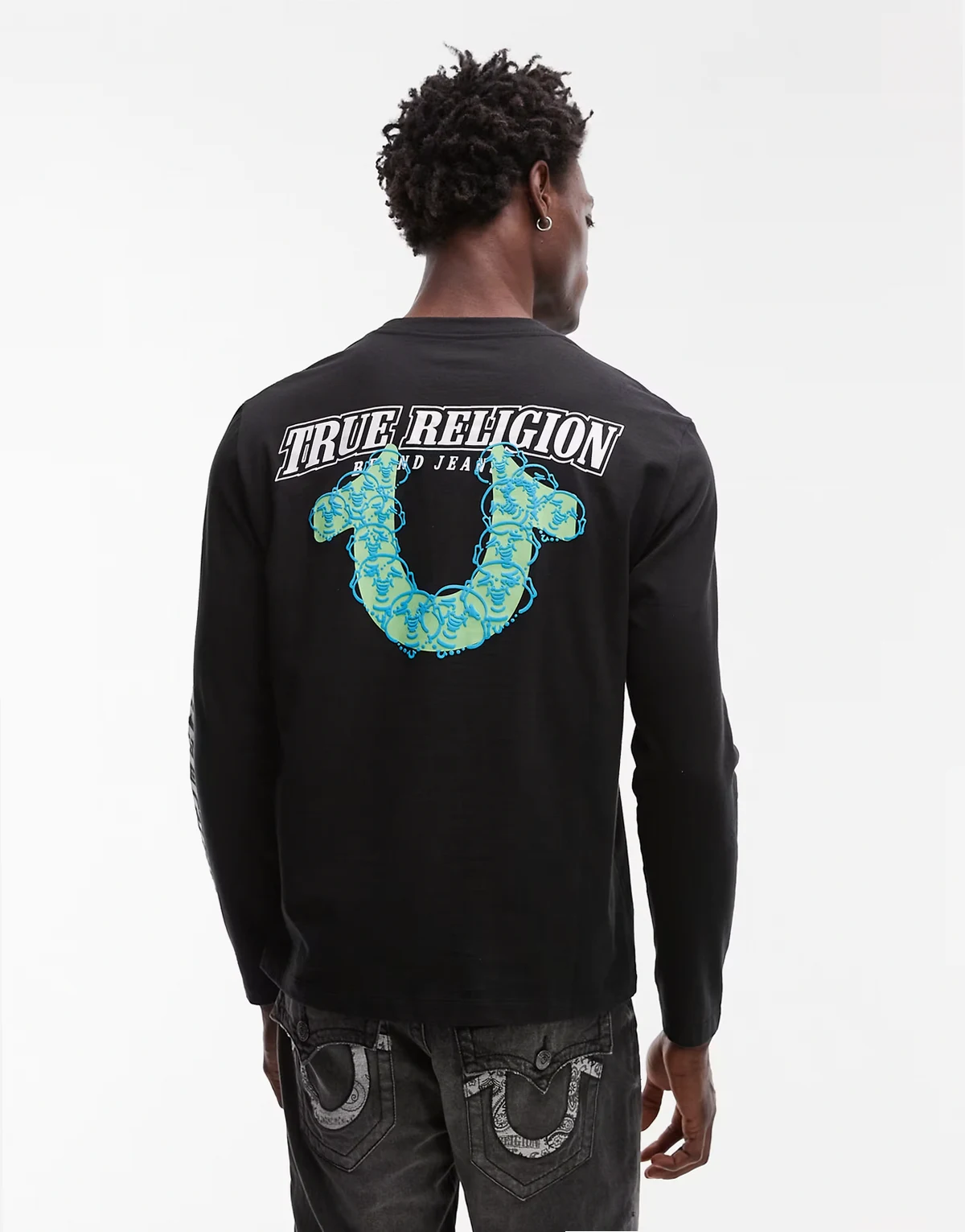 – Langärmliges T-Shirt in Schwarz mit Logo-Schaumdruck am Rücken