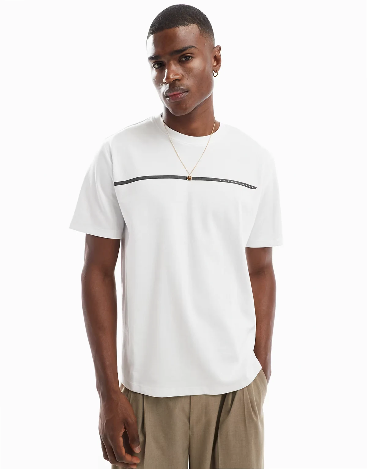 oversized t-shirt with chest stripe logo in white