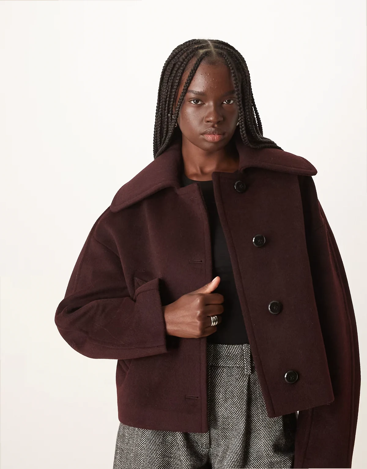 – Elegante Kurzjacke in Burgunderrot