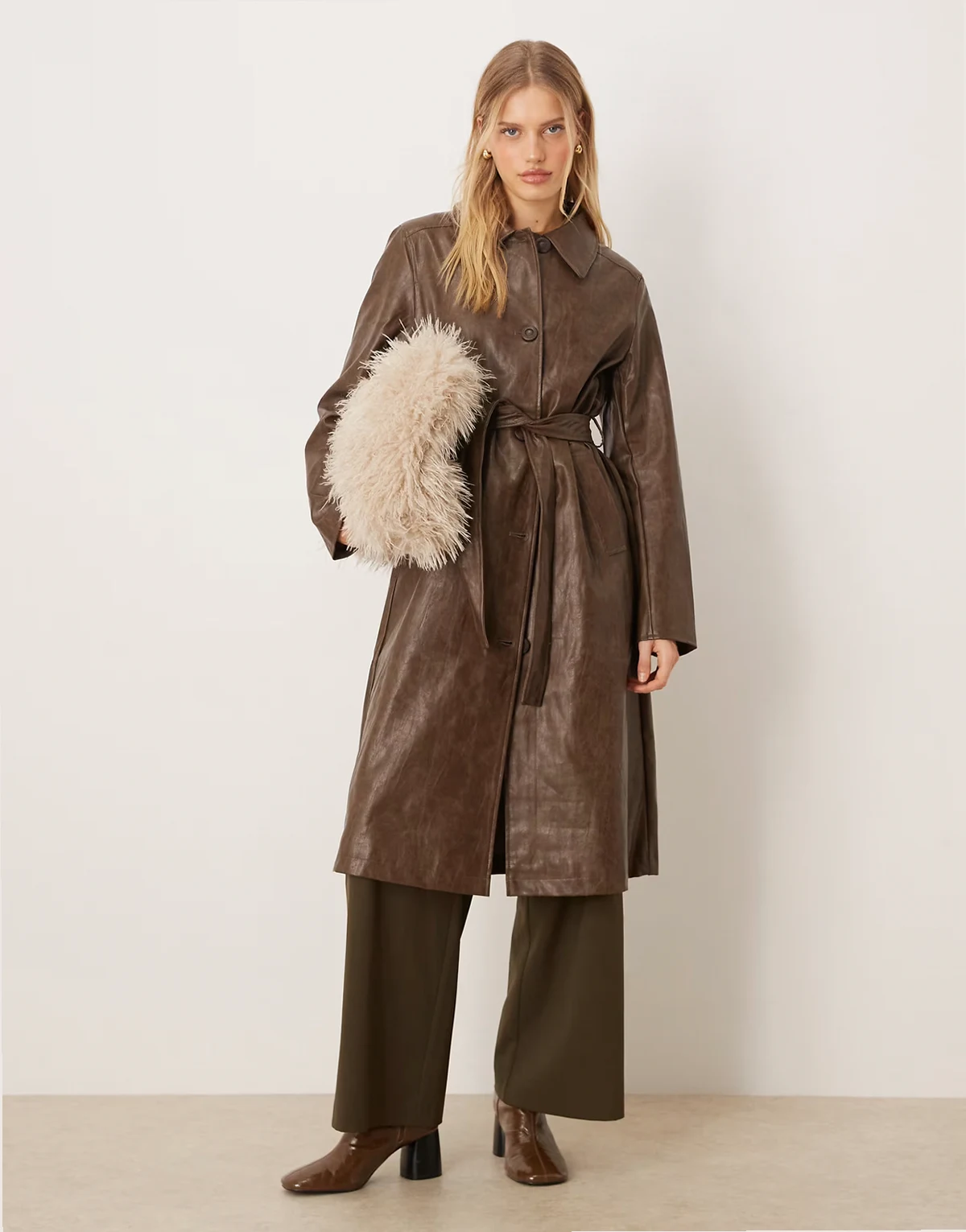 long coated formal coat in brown