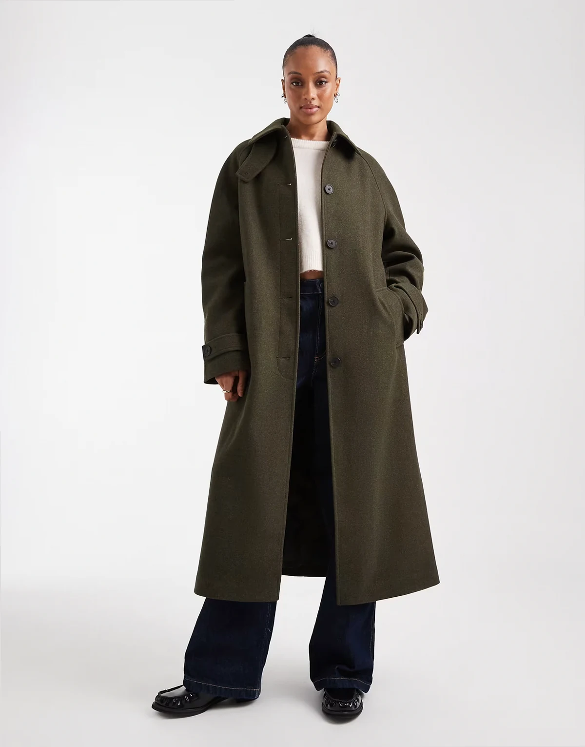 ASOS DESIGN Tall longline car coat in olive