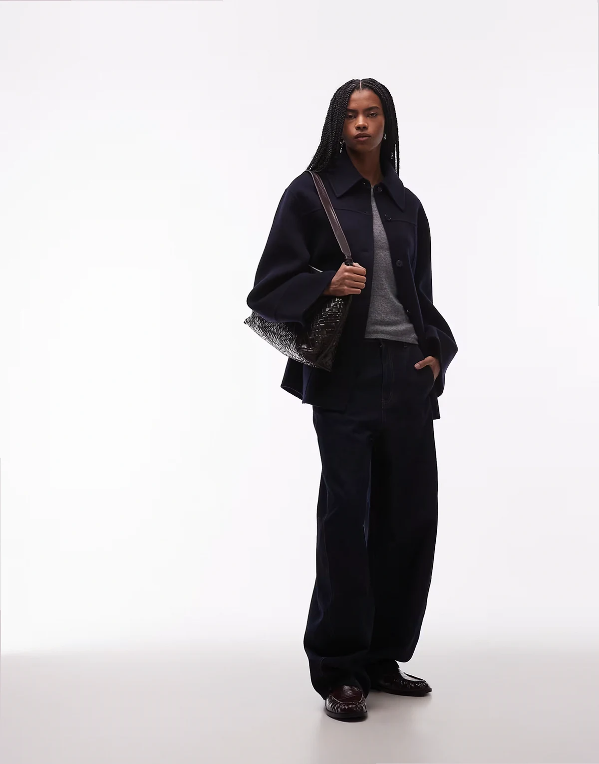 wool rich short collared jacket set