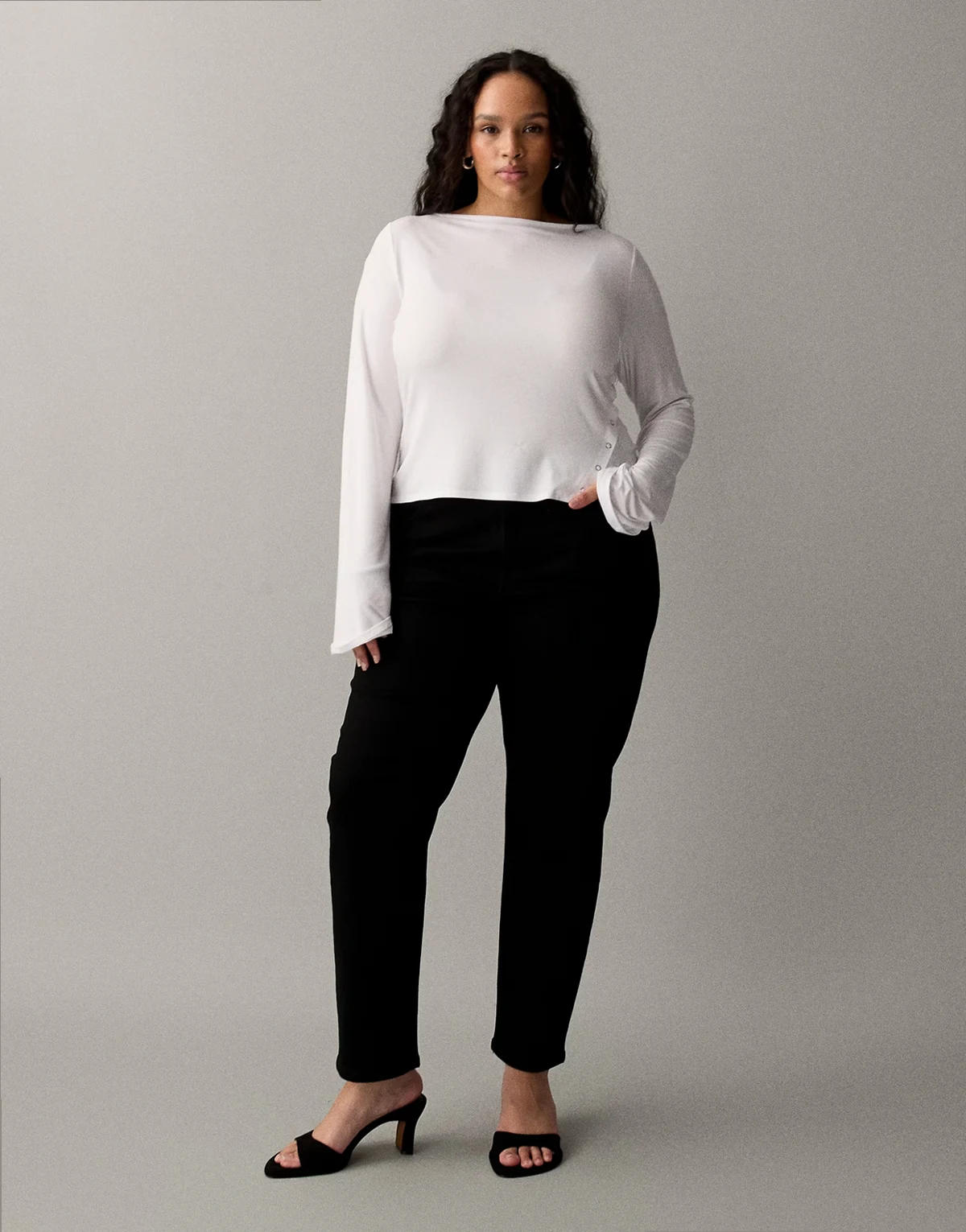 ASOS DESIGN Curve – Czarne wygodne jeansy o dopasowanym kroju