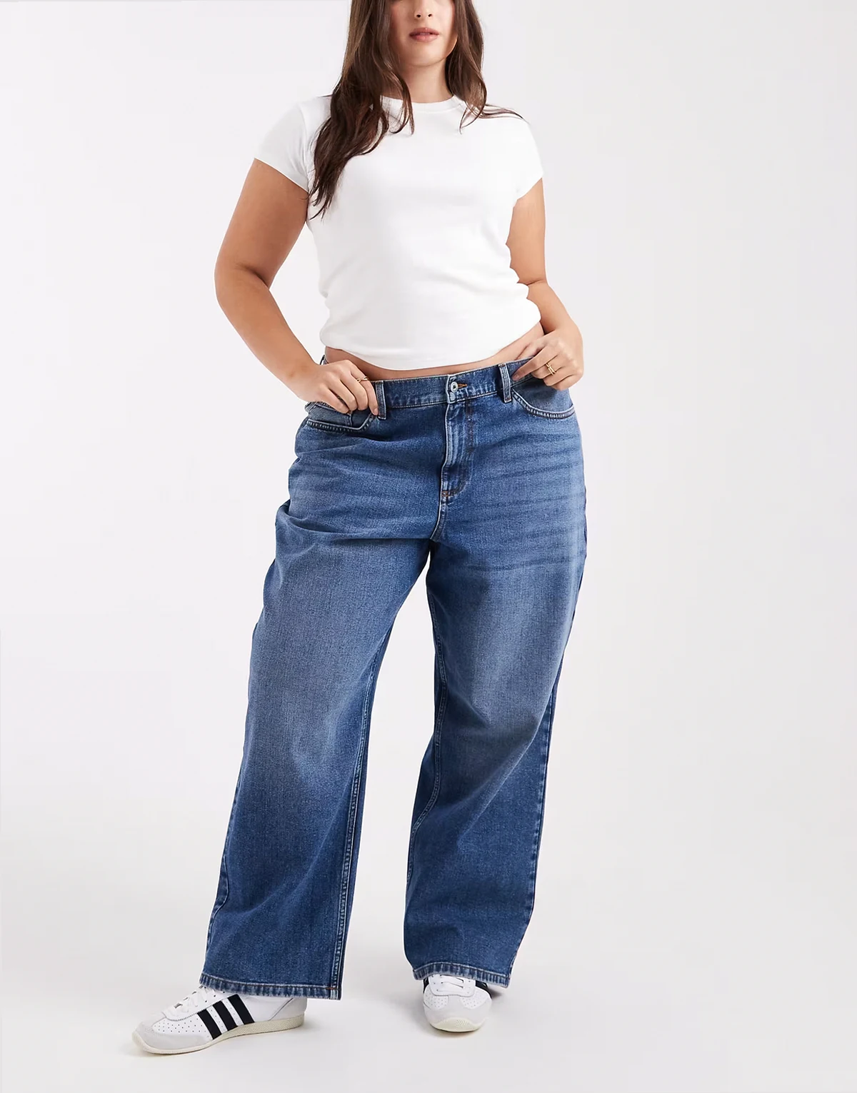 Plus – x001 – Antifit-Jeans in Mittelblau mit mittelhohem Bund
