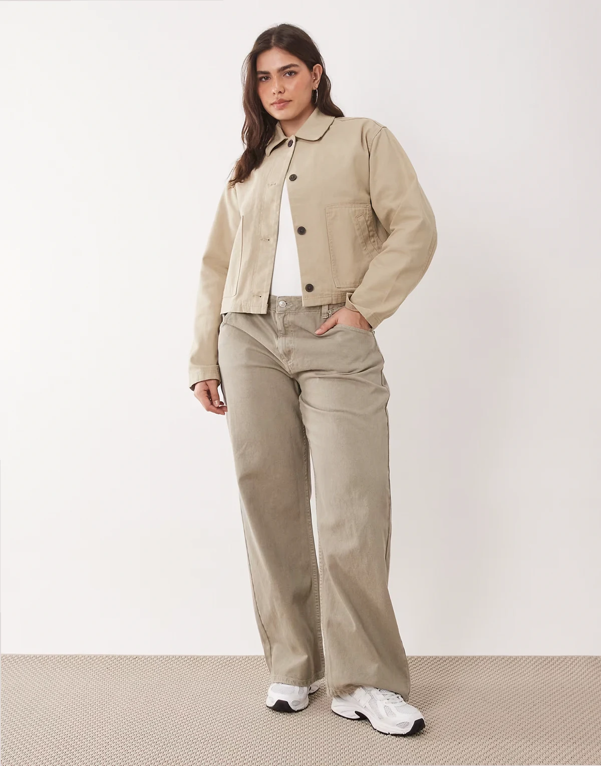 ASOS DESIGN Curve – Baggy-Jeans in Salbeigrün mit niedrigem Bund