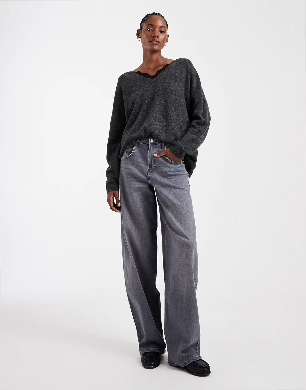 – Tamy – Barrel-Jeans aus Denim in Grau