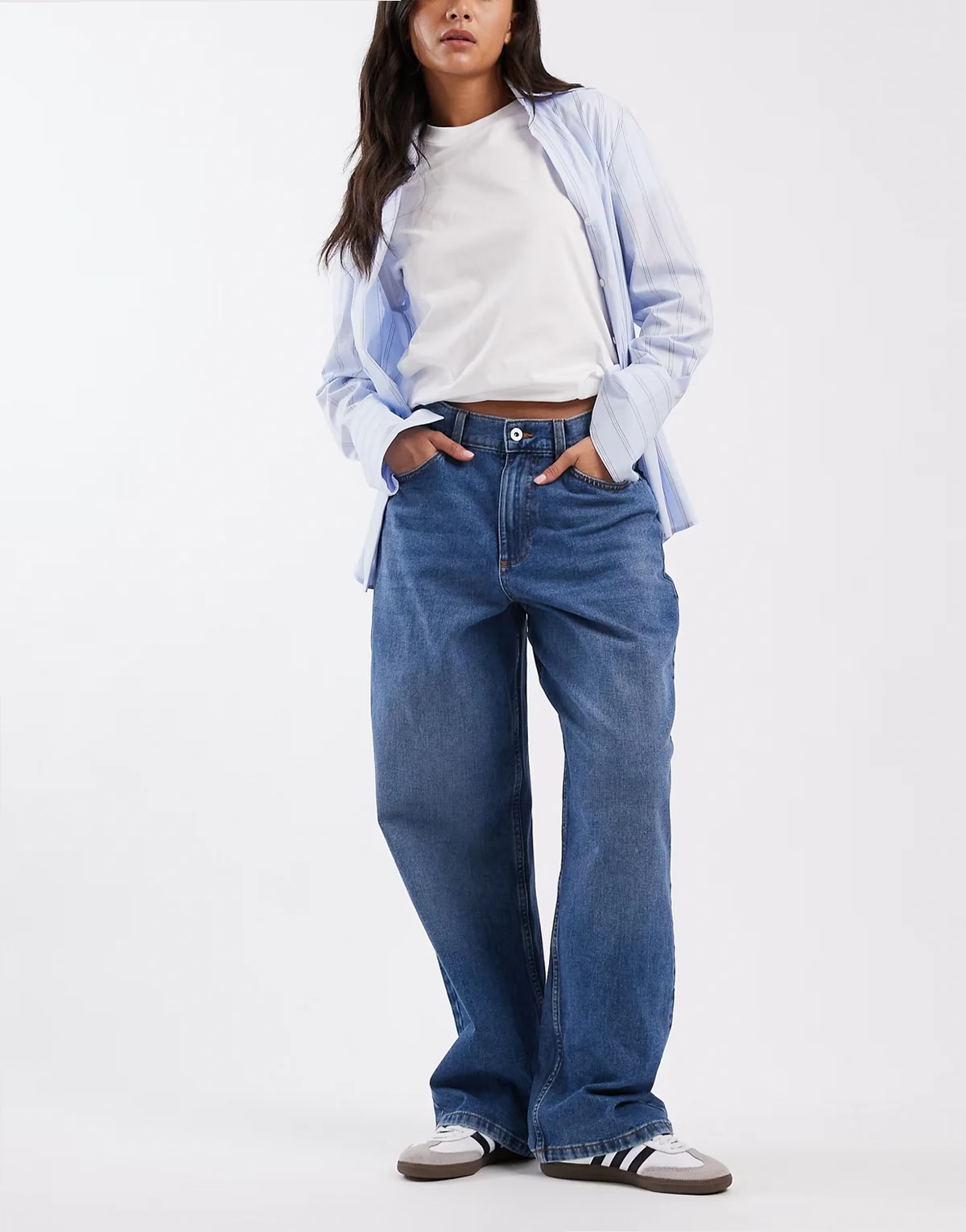 – X001 – Antifit-Jeans in Mittelblau mit mittelhohem Bund