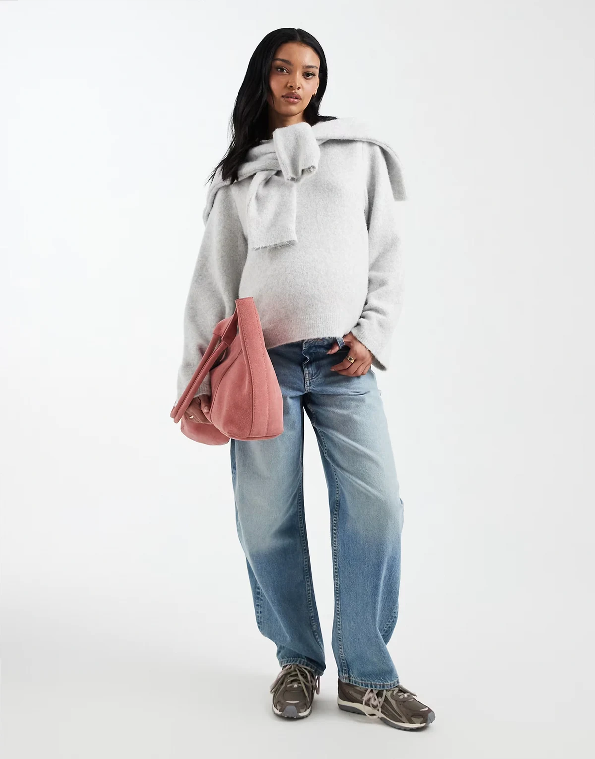 ASOS DESIGN Maternity slim barrel jeans in light midwash
