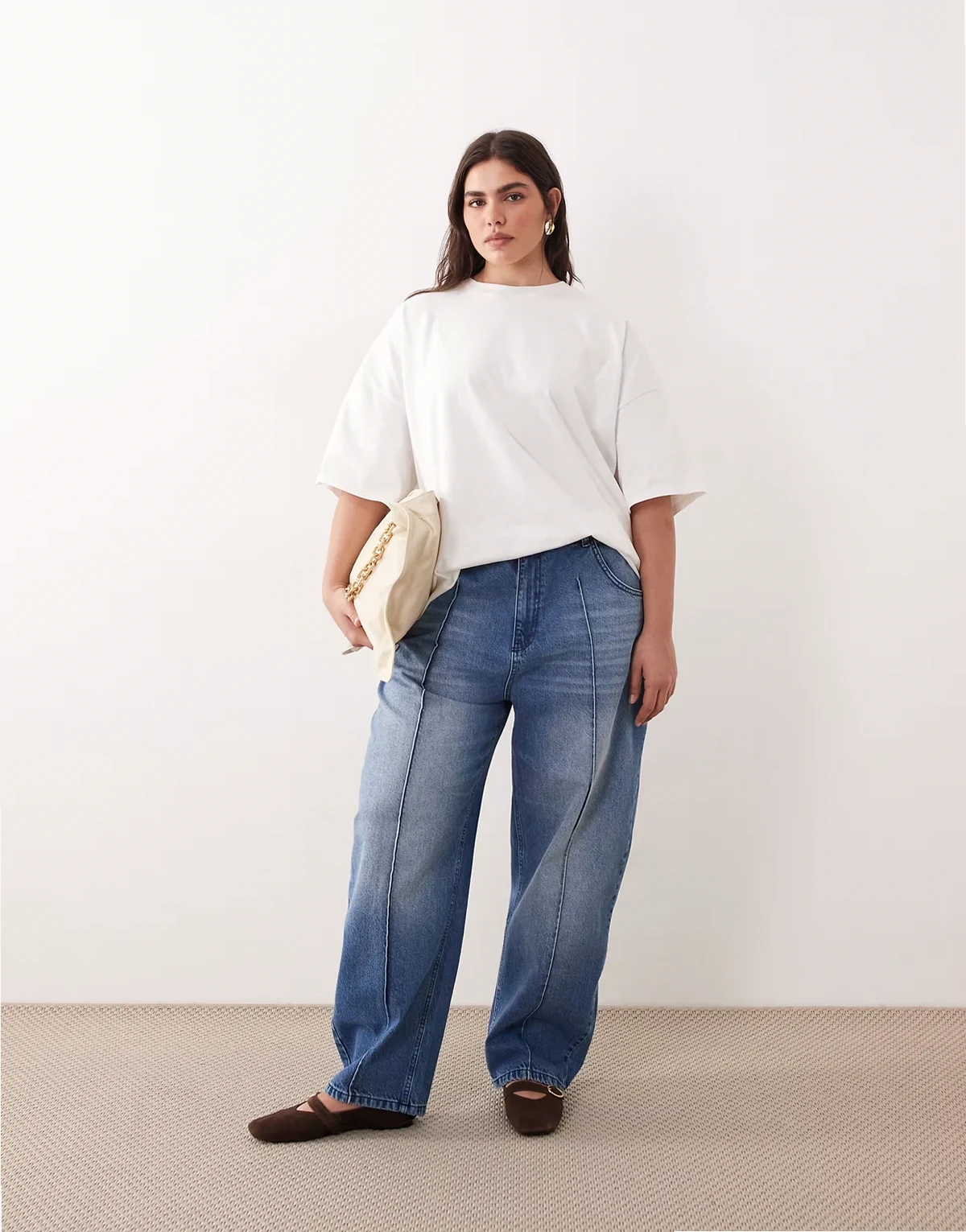 Curve – Clover – Jeans in blauer Waschung mit Ziernaht vorne