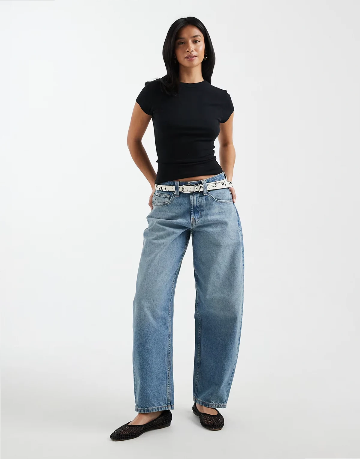 ASOS DESIGN Circular Design Collection Petite slim barrel jeans in light midwash