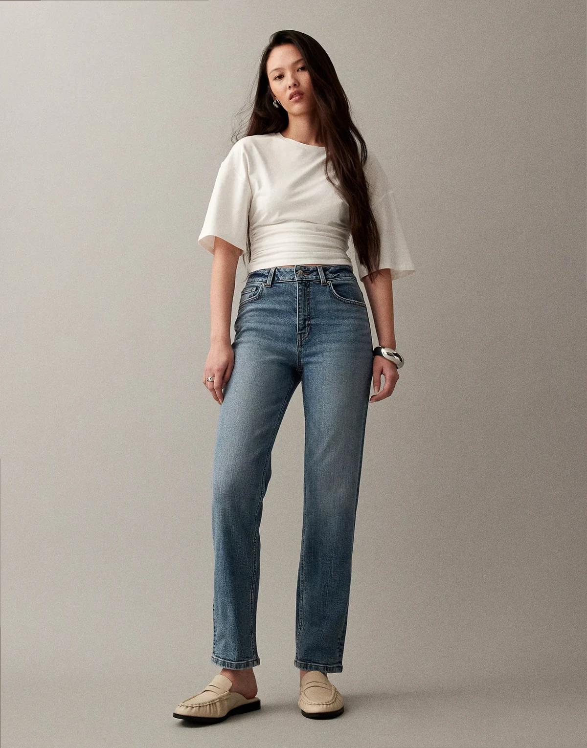 – Bequeme Jeans in Vintage-Waschung mit schmaler Passform