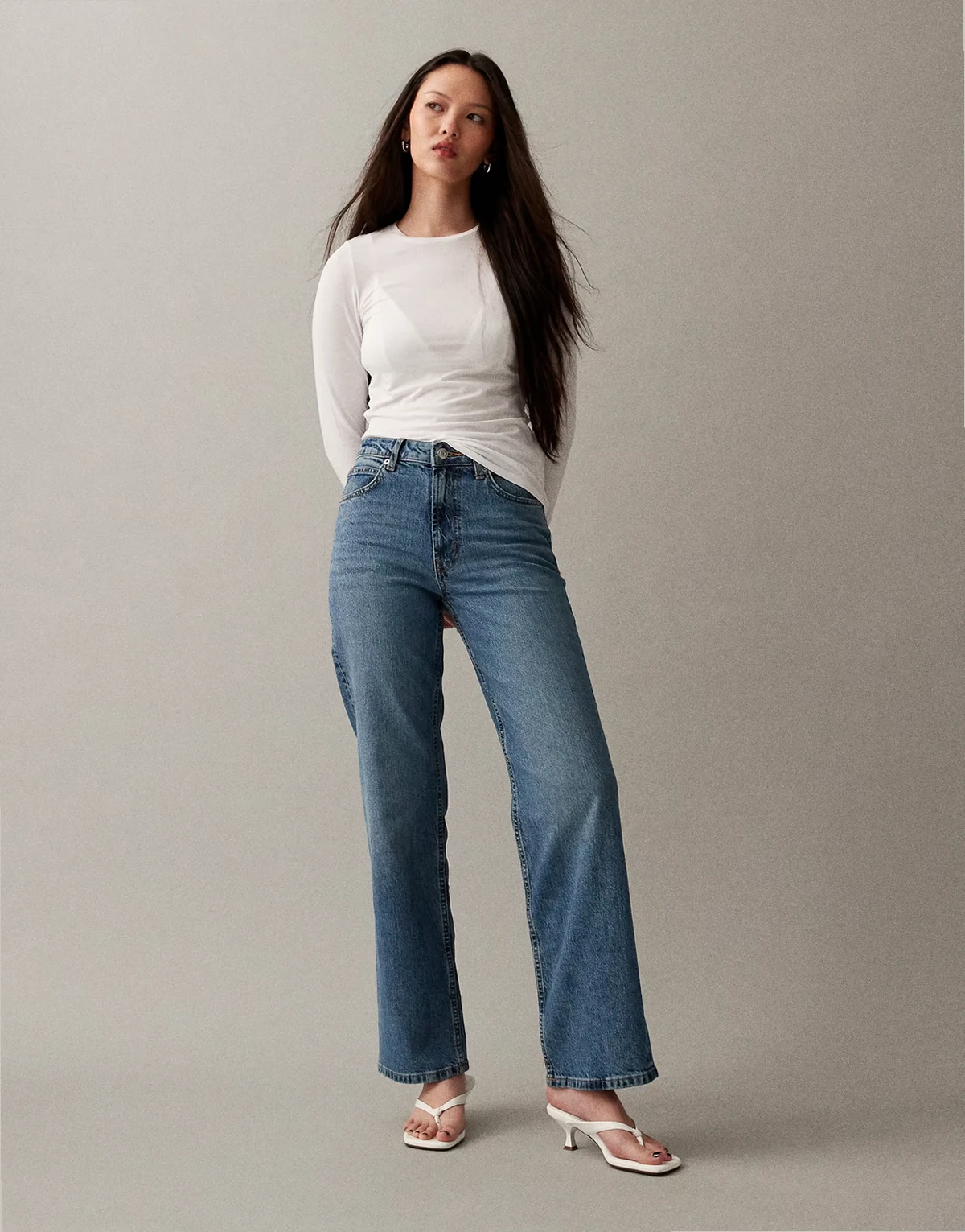 – Bequeme Stretch-Jeans in Authentic-Mittelblau mit geradem Bein