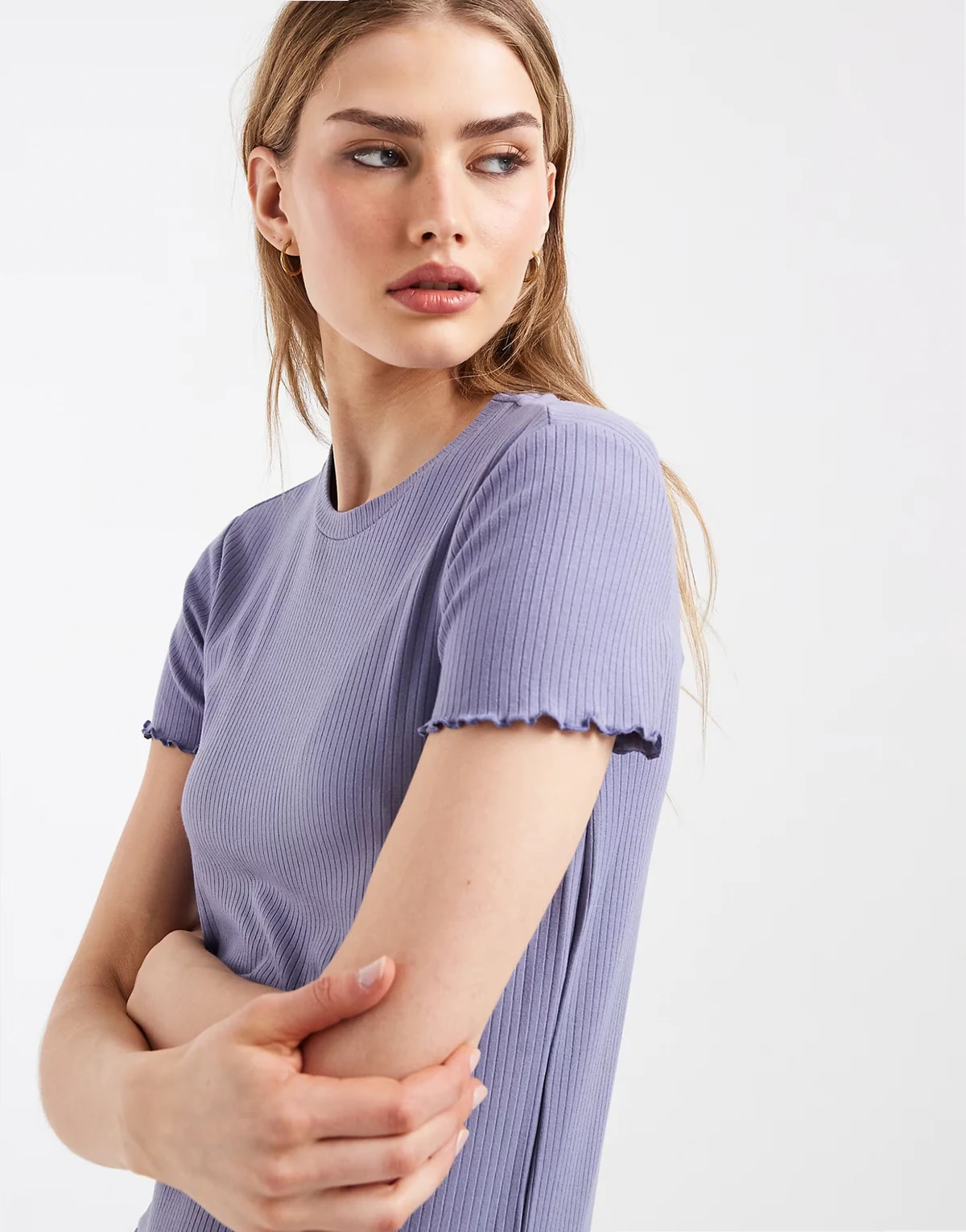lettuce edge T-shirt in slate blue
